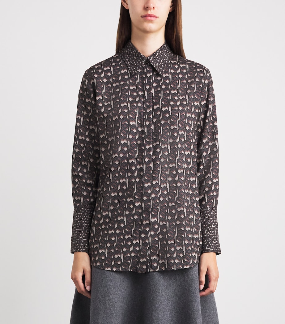 Colombo Womens Worsted Cashmere Printed Shirt Optical Print Image 4