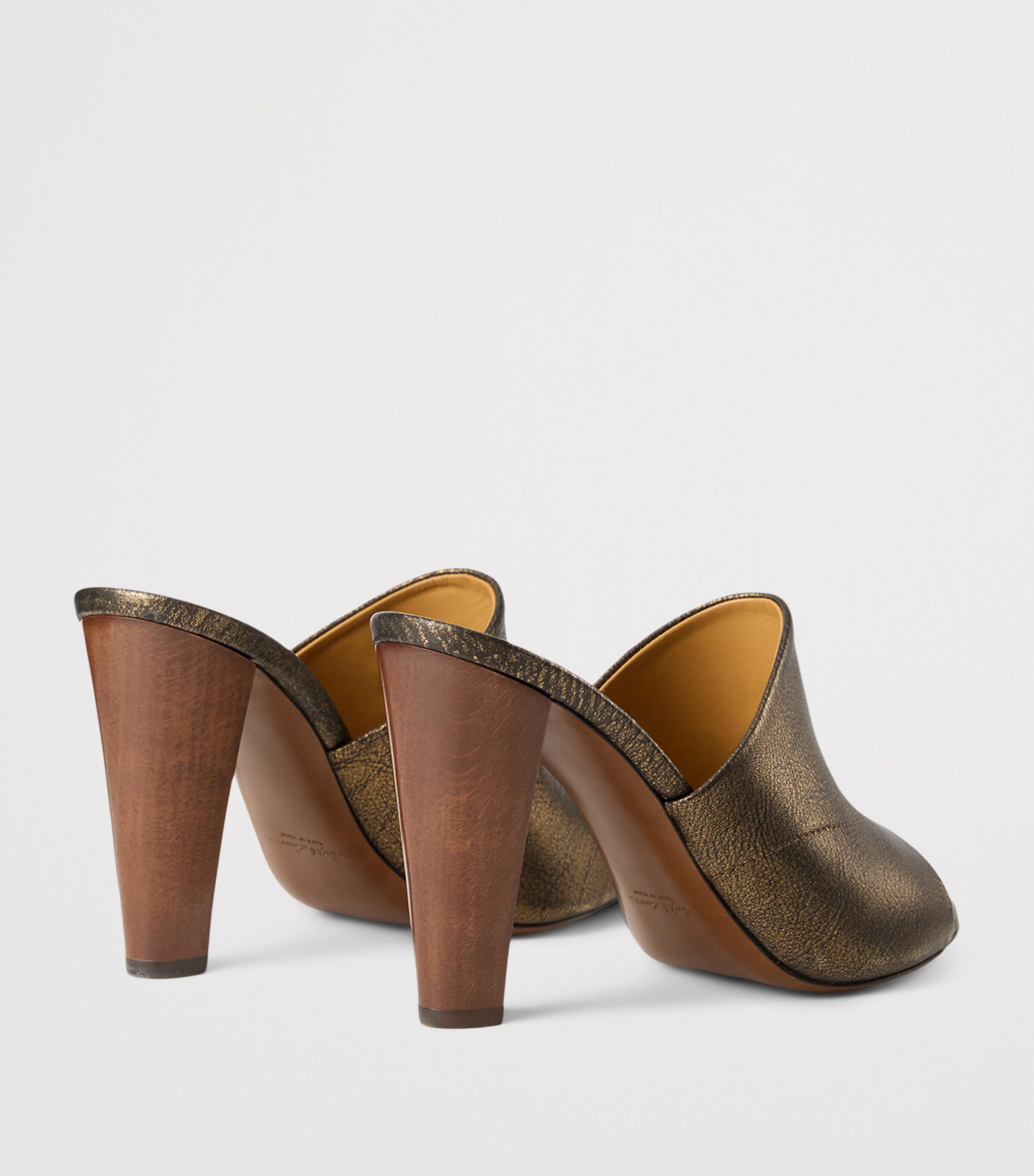 Ralph Lauren Collection Leather Adela Heeled Mules 95 Bronze Image 3
