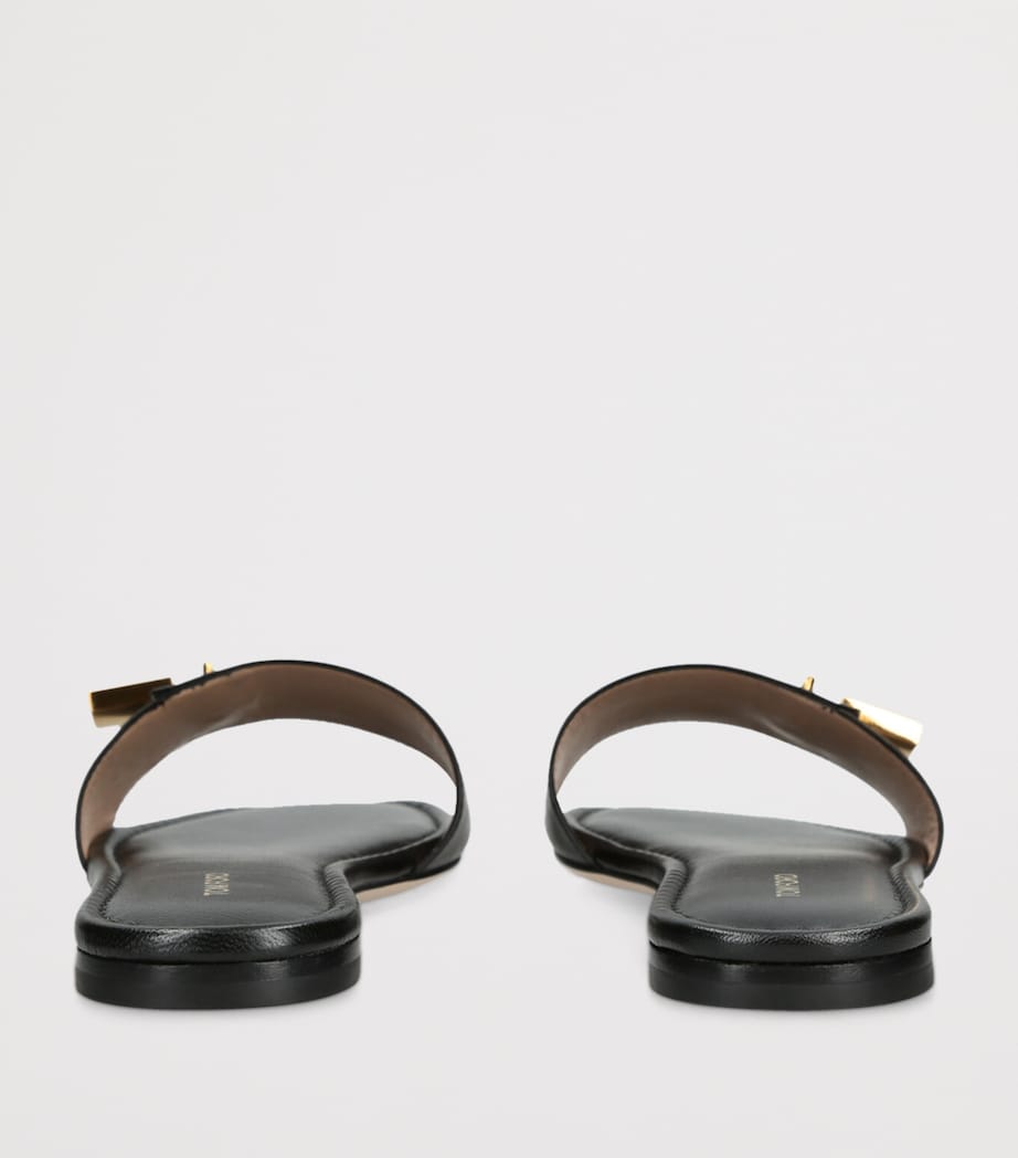 Leather Padlock-Detail Slides BLACK Image 2