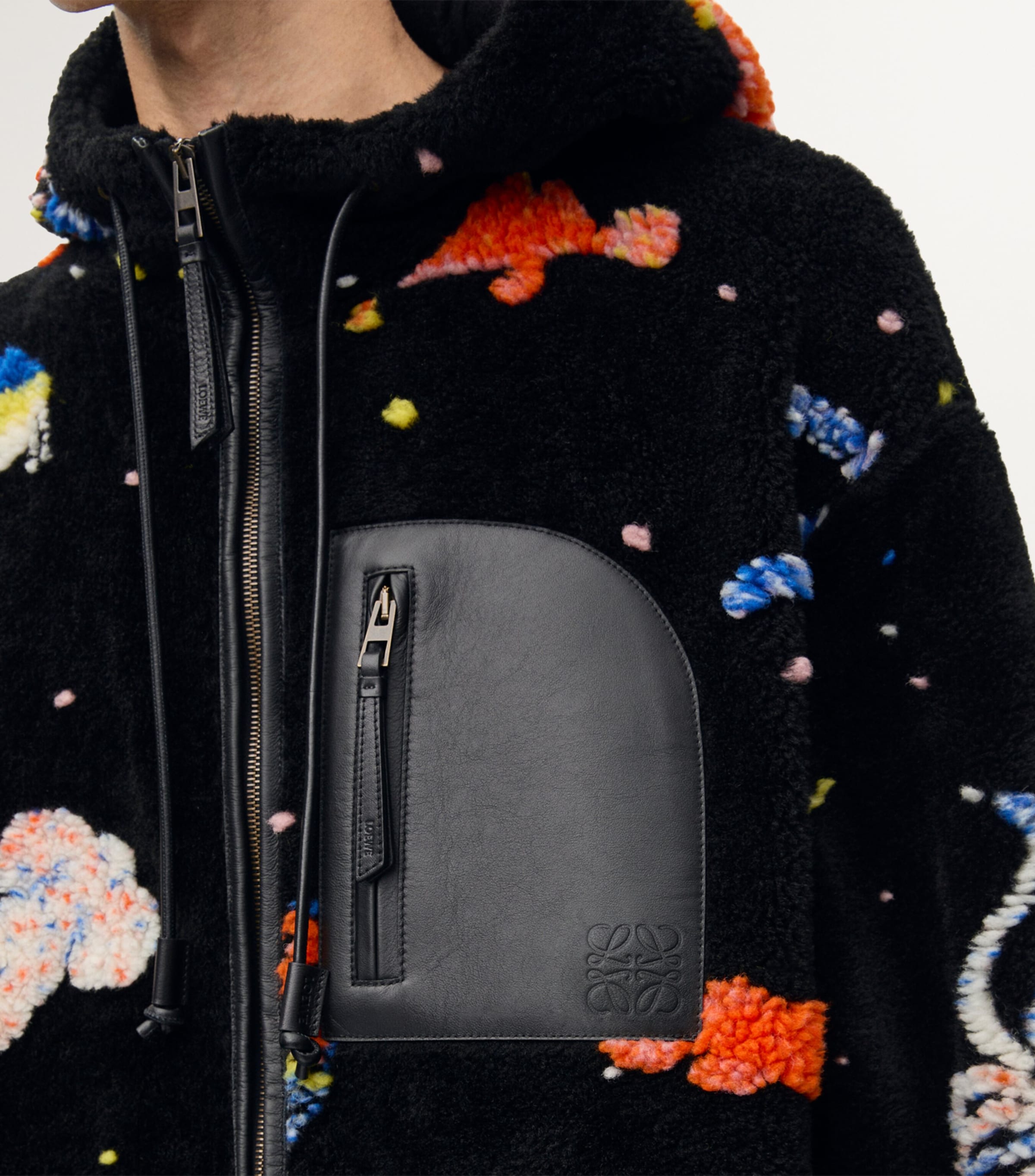 LOEWE Black x Suna Fujita Fleece Hooded Deep Sea Jacket | Harrods AE