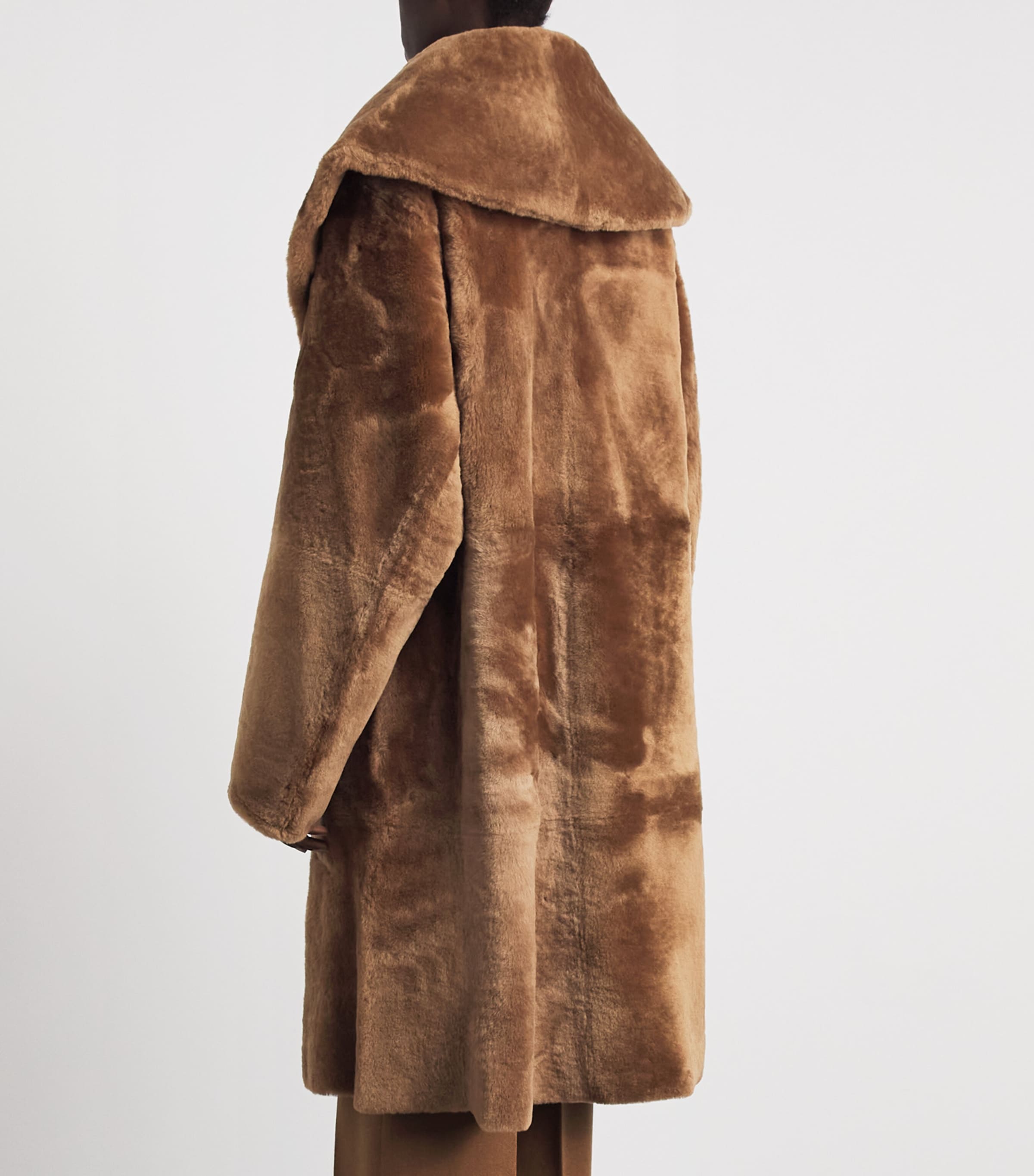 Lafayette 148 Womens Shearling Reversible Shawl-Collar Coat Vicuna Image 5
