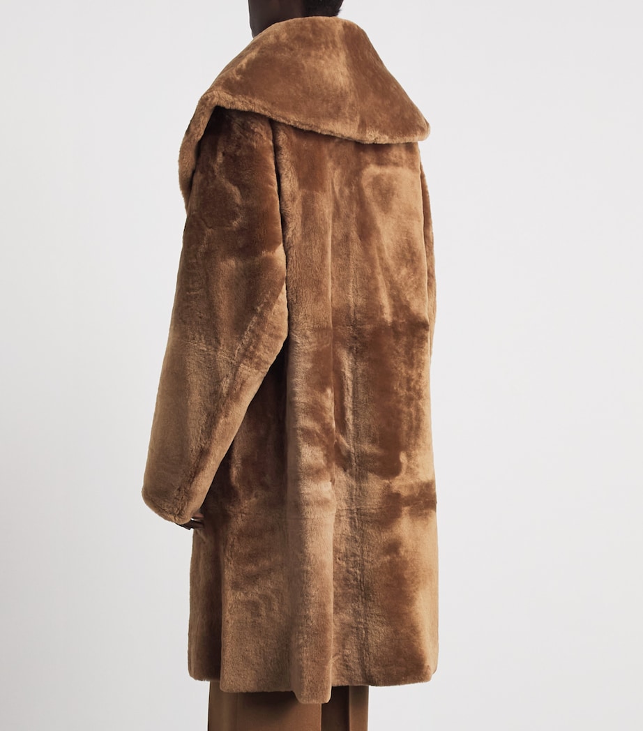 Lafayette 148 Womens Shearling Reversible Shawl-Collar Coat Vicuna Image 5