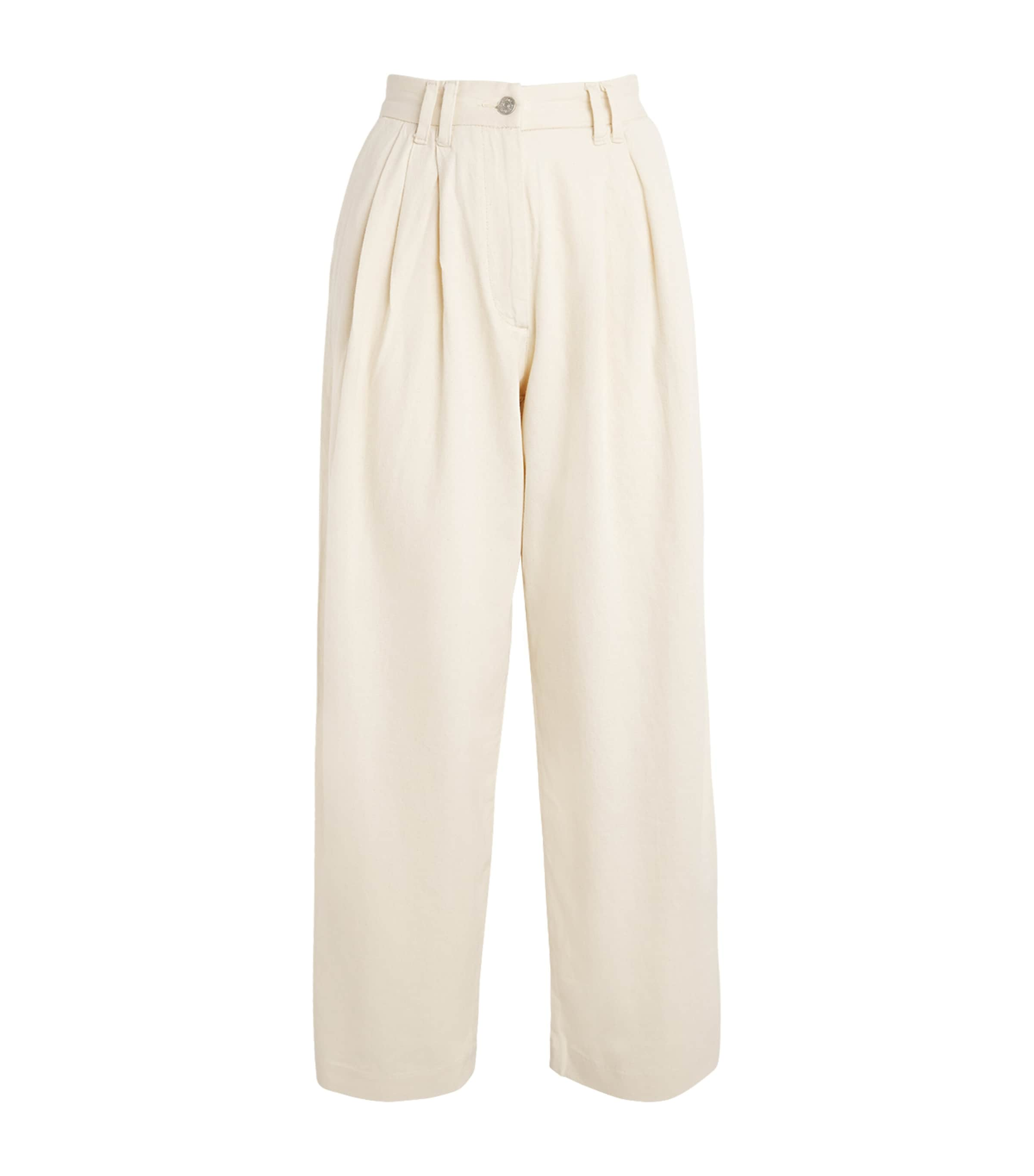 Claudie Pierlot Pleated High-rise Wide-leg Jeans In Neutral