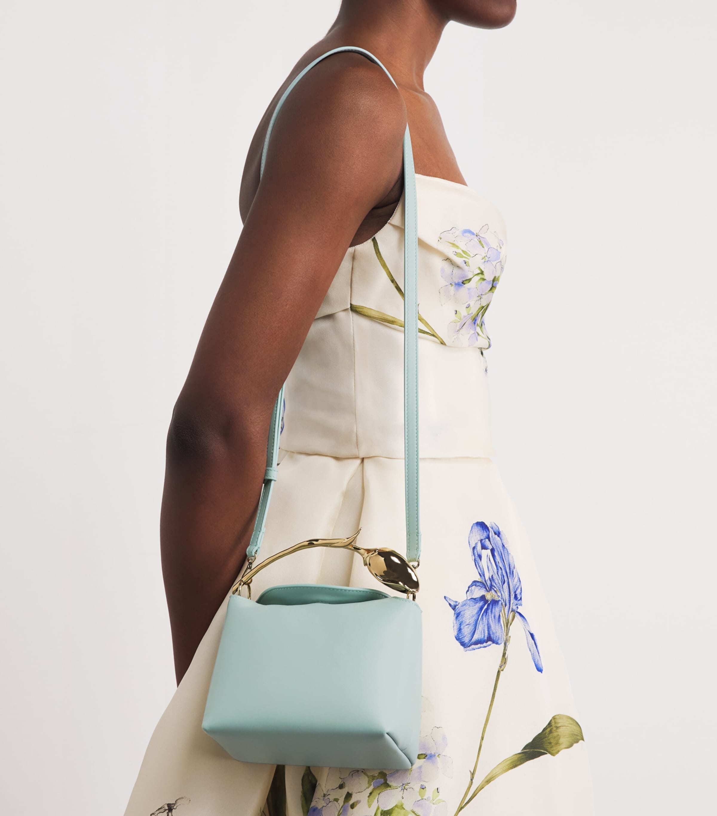 Erdem Mini Leather Bloom Top-Handle Bag Duck Egg Image 4