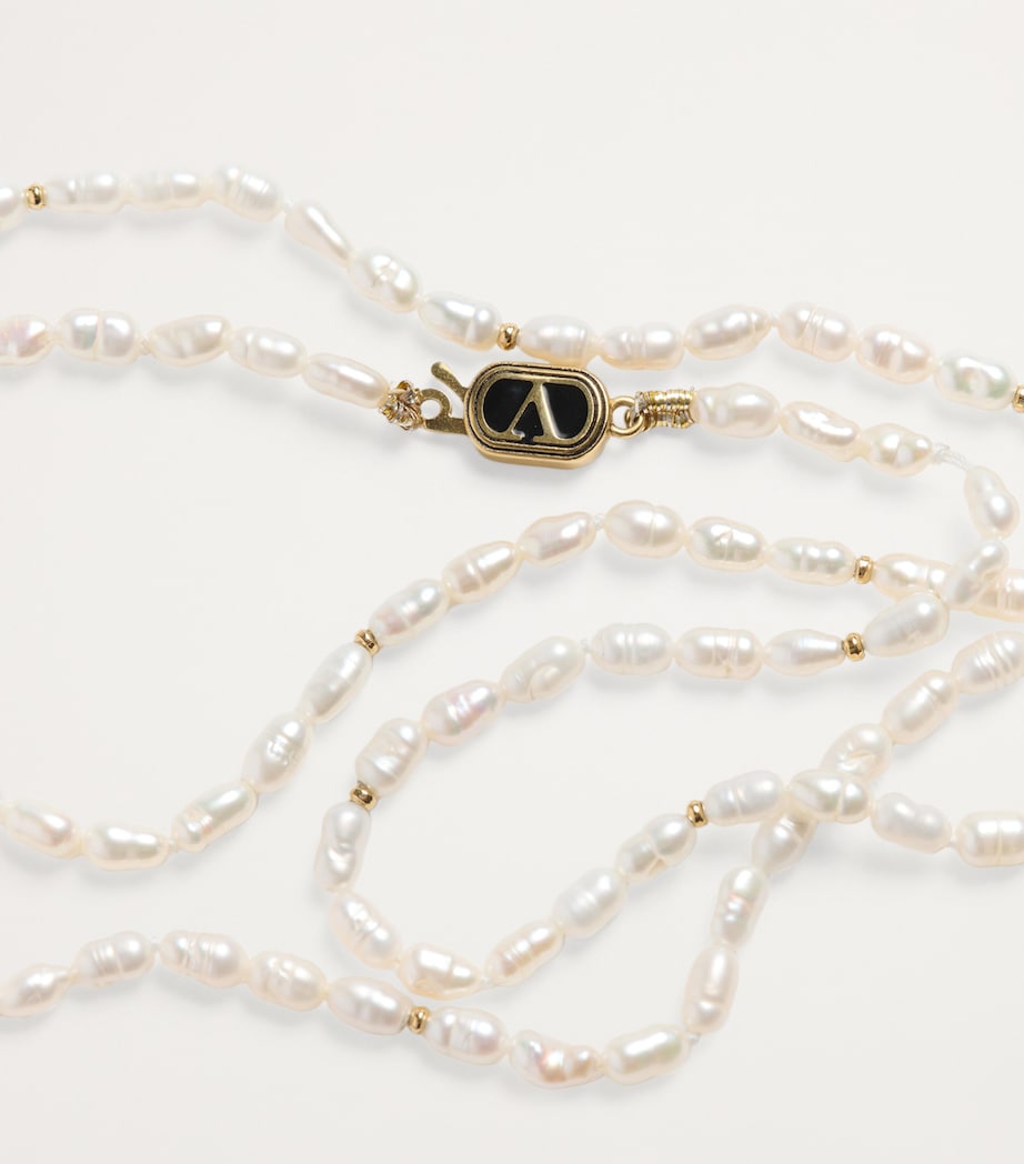 Faux Pearl VLogo Necklace QYL Image 4