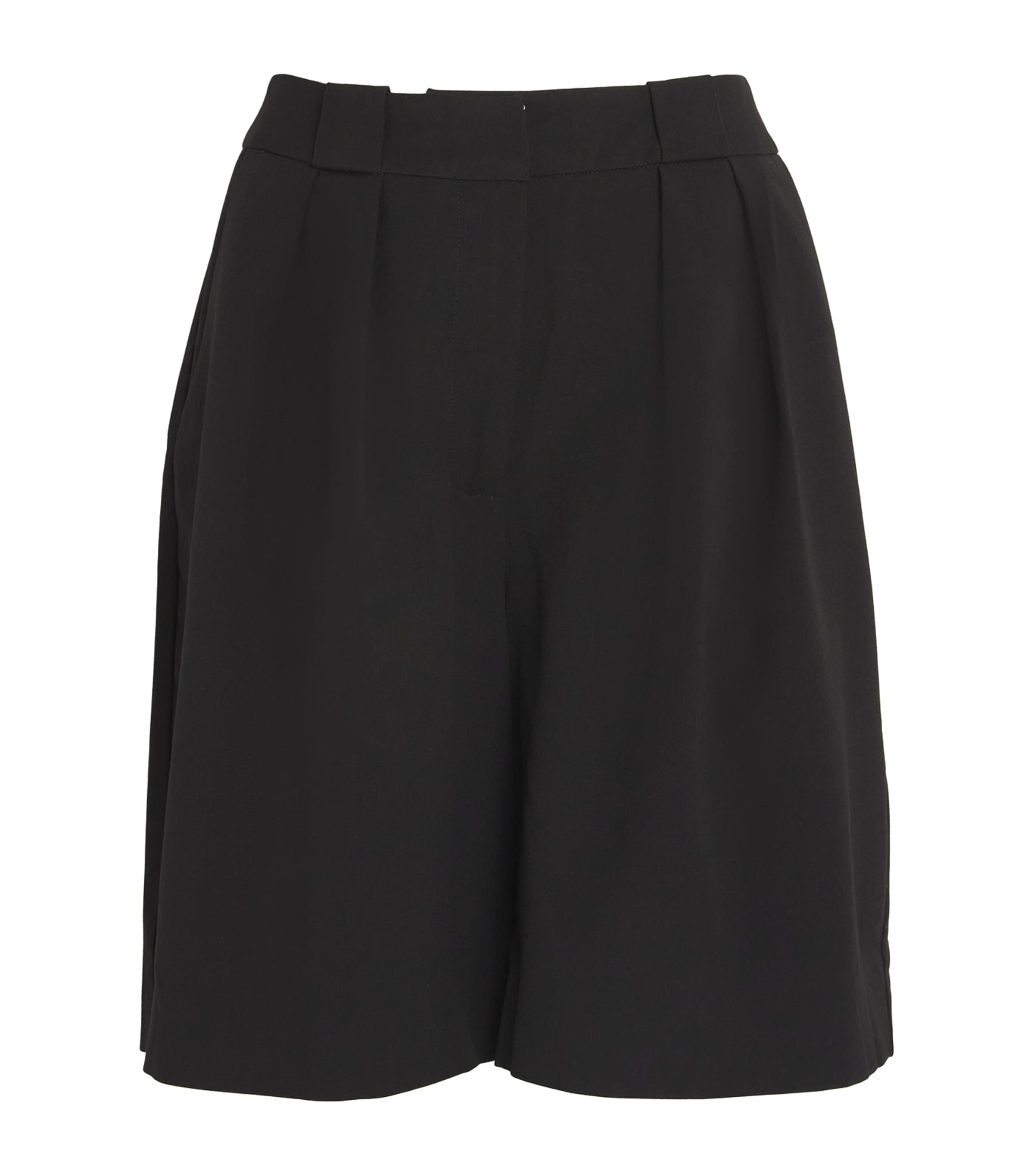 Shop Aexae Wool Pleated Bermuda Shorts In Black