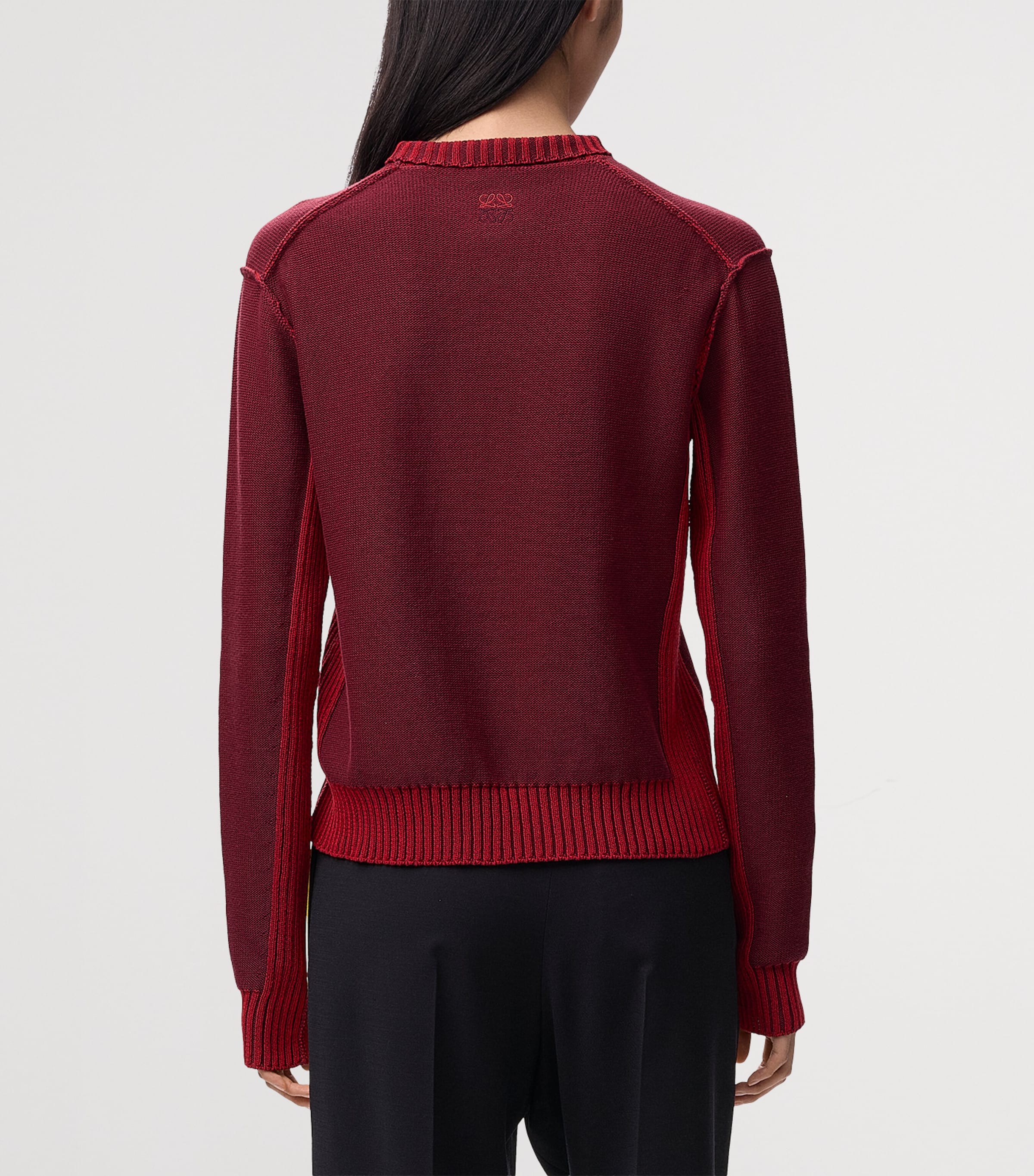 LOEWE Womens Contrast-Trim Sweater Burgundy/red Image 4