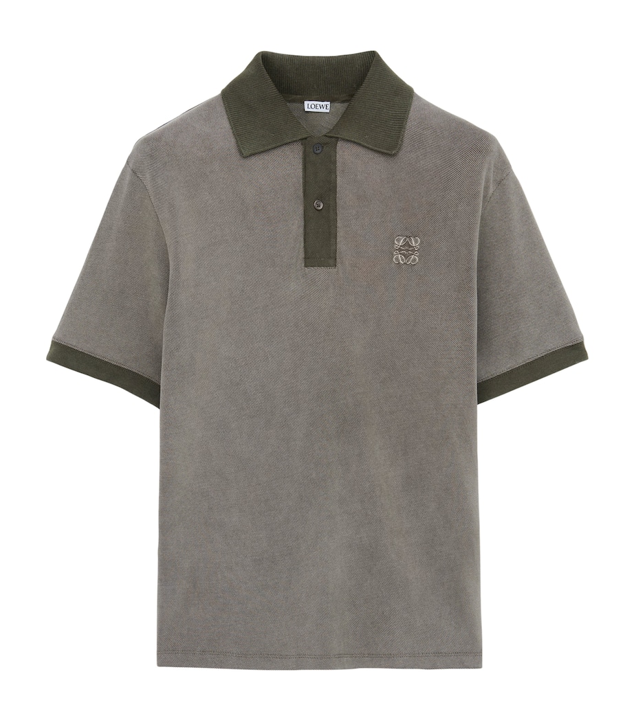 Cotton Anagram Polo Shirt KHAKI GREEN Image 1