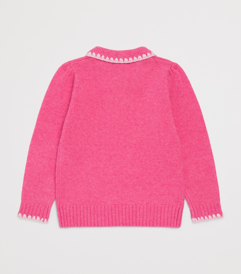 Copenhagen Colors Pink Wool-Cashmere Blanket-Stitch Blouse (2-8 Years ...
