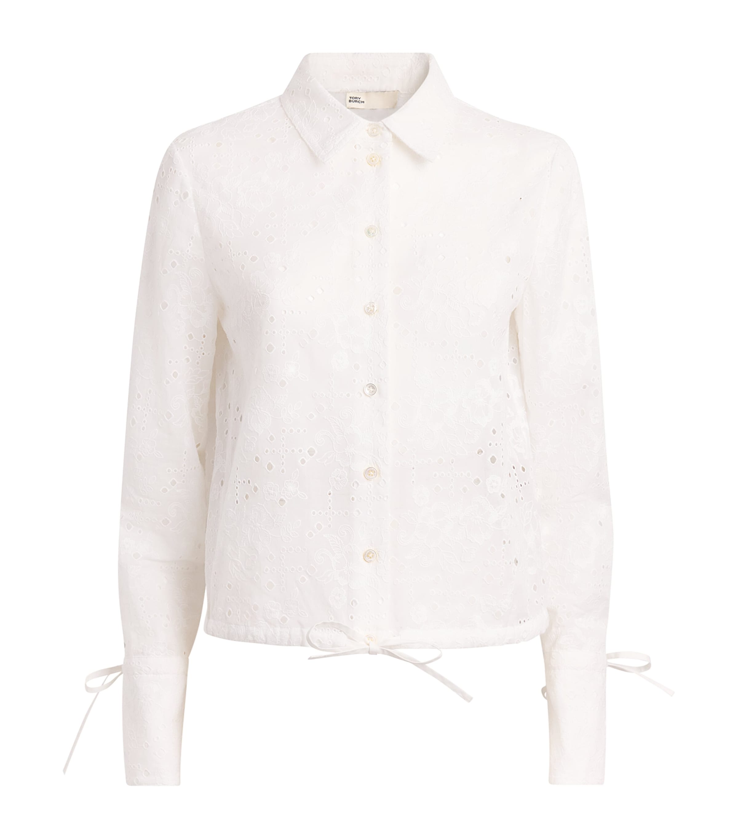 Tory Burch Womens Cotton Eyelet Shirt White Image 1
