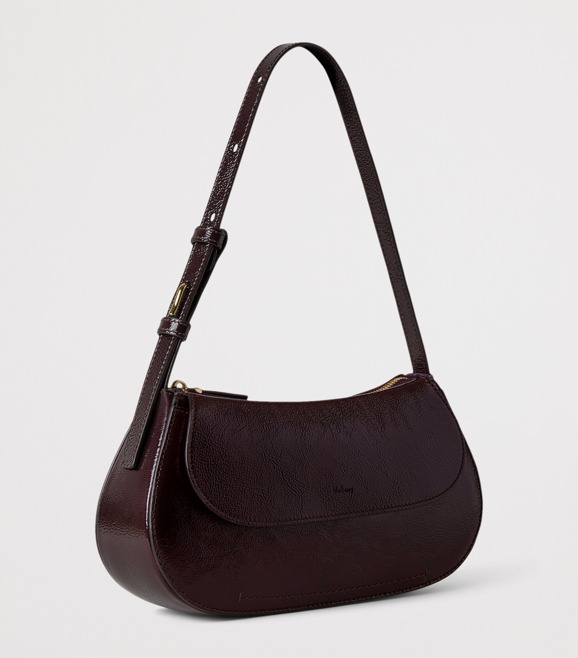 Mulberry Patent Leather Clovelly Shoulder Bag Deep Aubergine Image 5