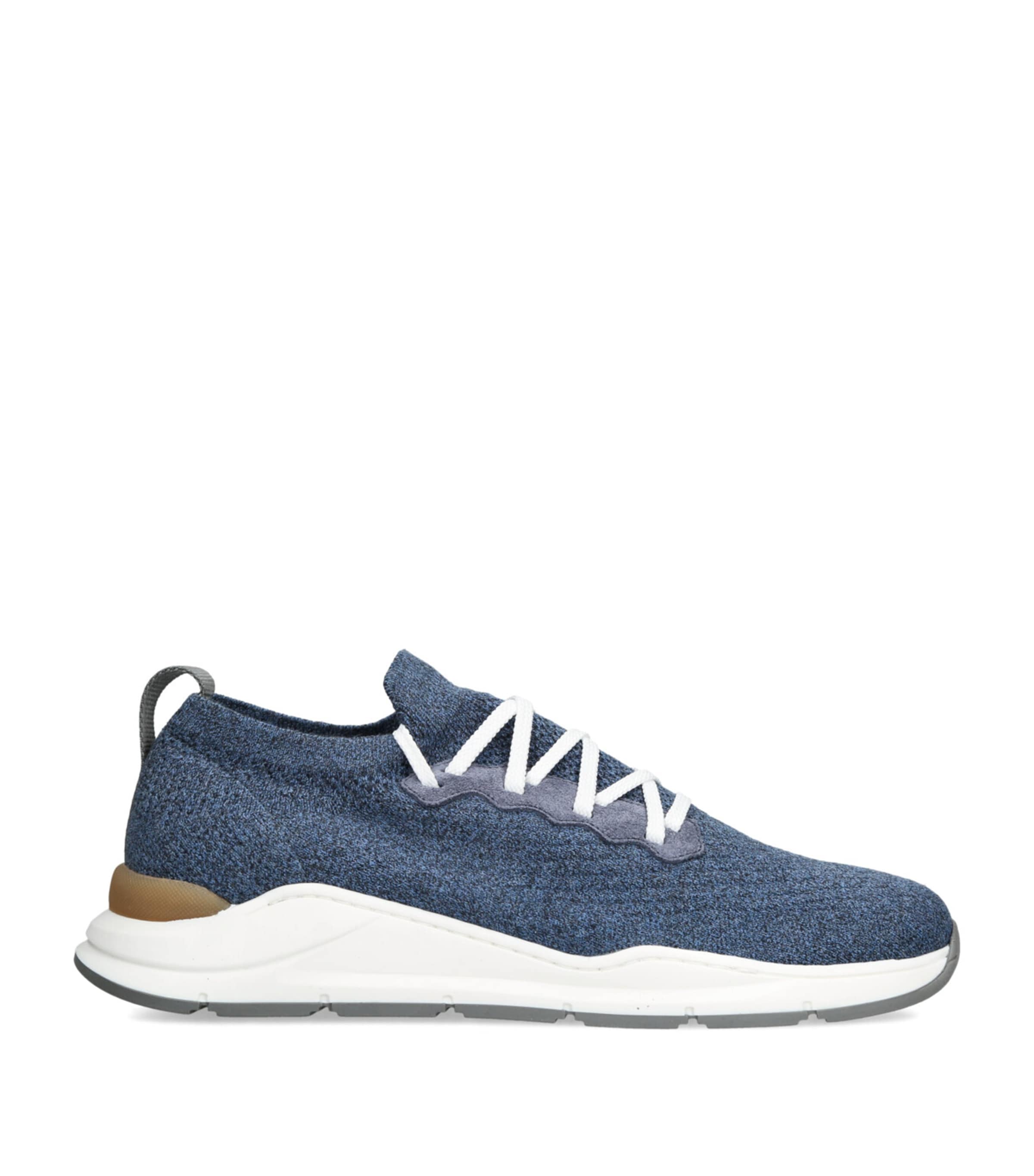 Brunello Cucinelli Knitted Sneakers In Blue