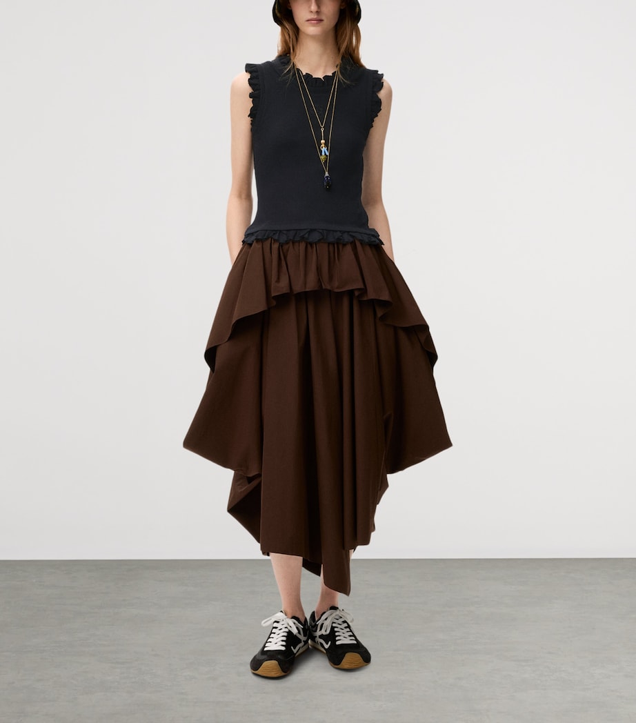 LOEWE Womens x Paula's Ibiza Cotton-Blend Ruffled Tank Top Black Image 2