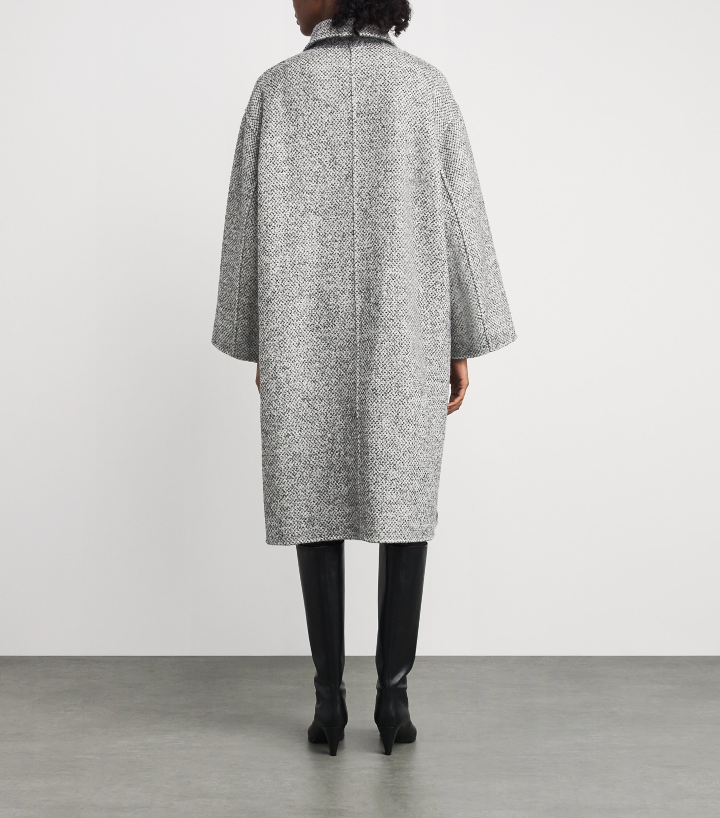 Alpaca-Wool Reversible Overcoat  BLACK/WHITE MULTI Image 4