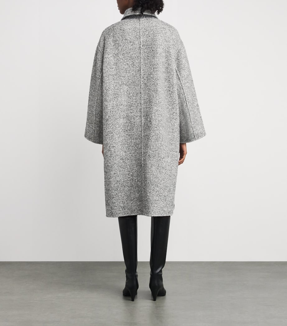 Alpaca-Wool Reversible Overcoat  BLACK/WHITE MULTI Image 4