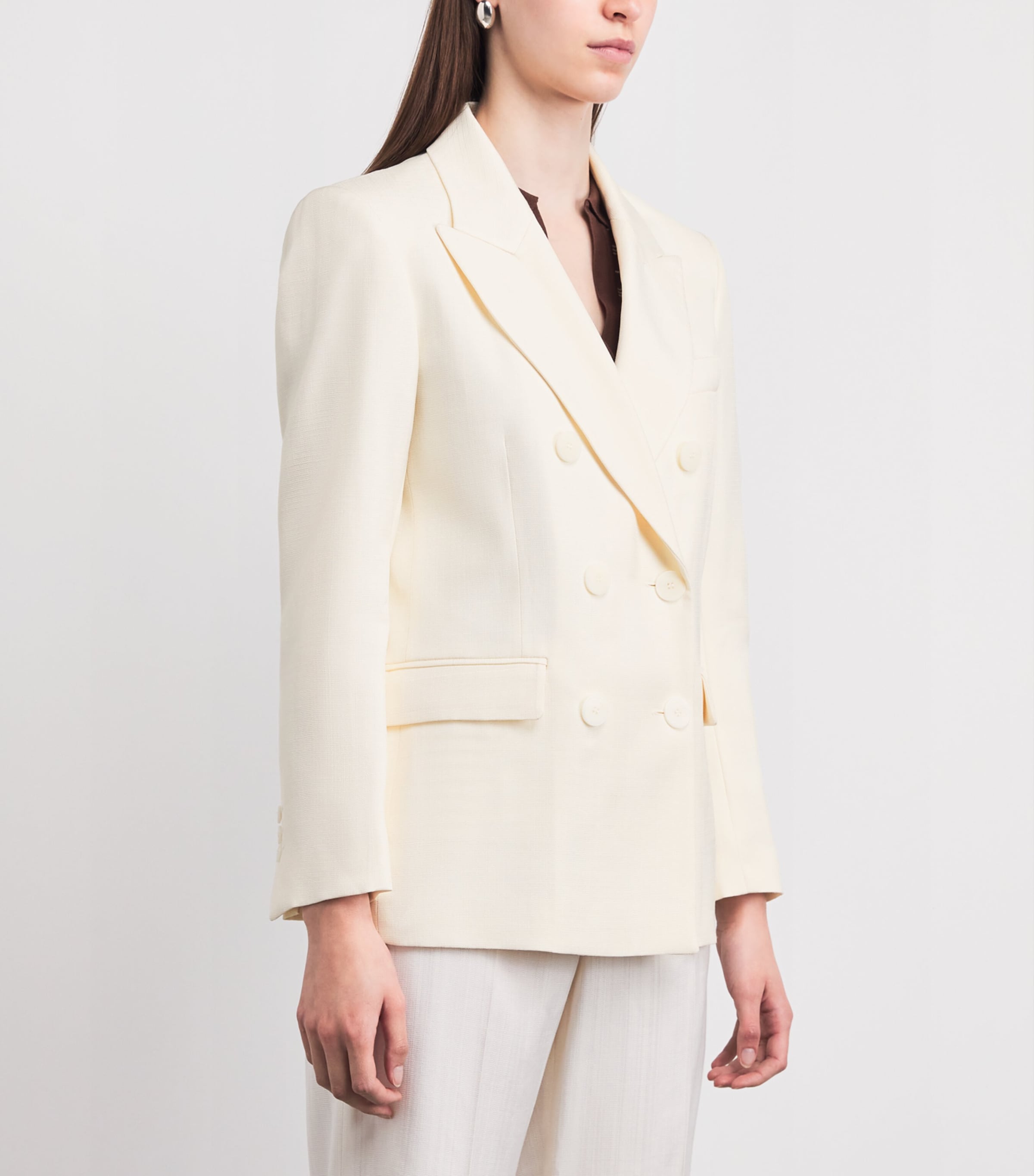 Sandro Paris Womens Double-Breasted Blazer Ecru Image 4