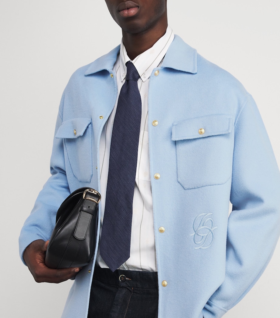 Wool-Blend Logo Overshirt LIGHT BLUE Image 6