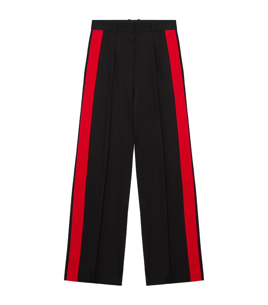 LOEWE Womens Tape-Trim Tailored Trousers Black/red Image 1