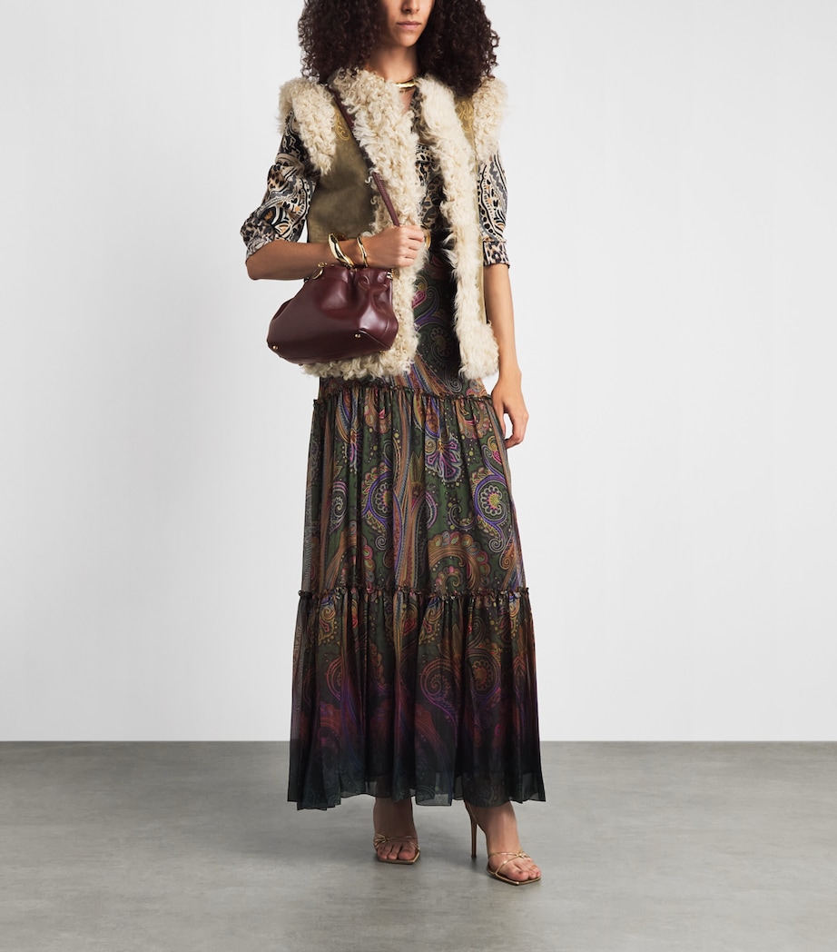 Etro Small Leather Vela Blossom Shoulder Bag Plum Image 2