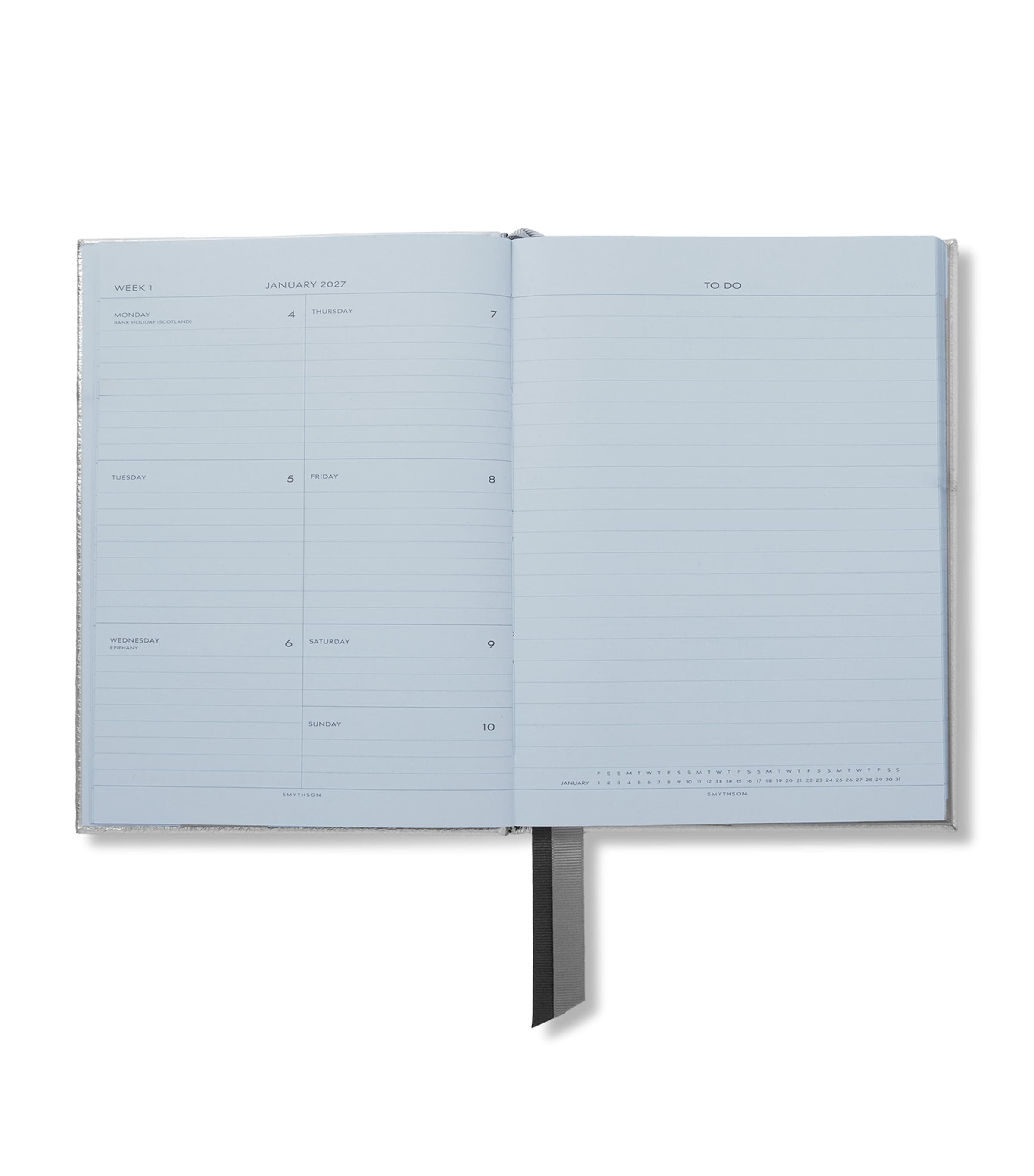 Smythson Leather Soho Weekly Diary 2027 Silver Image 2