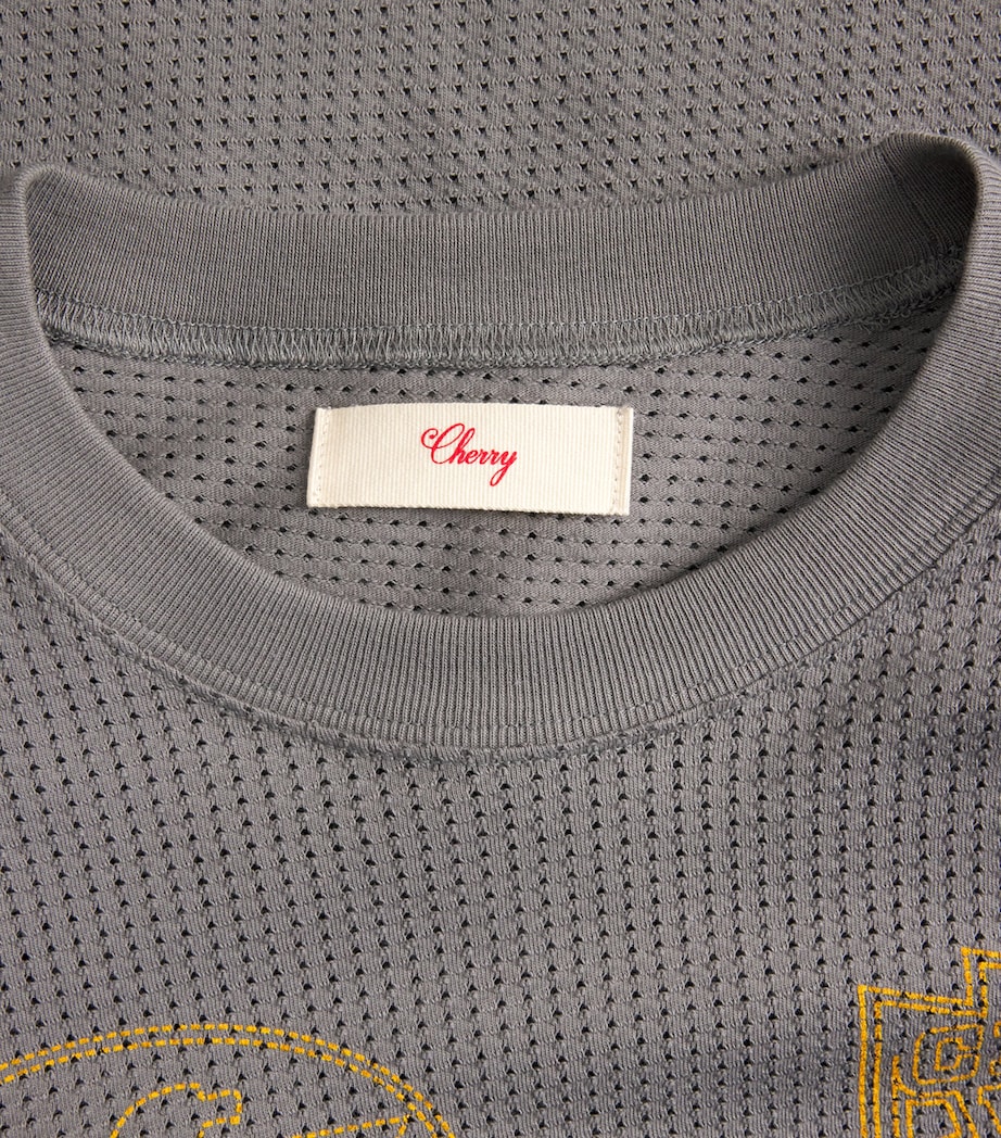 Cherry Los Angeles Mens Mesh Long-Sleeve Motors T-Shirt Charcoal Image 6