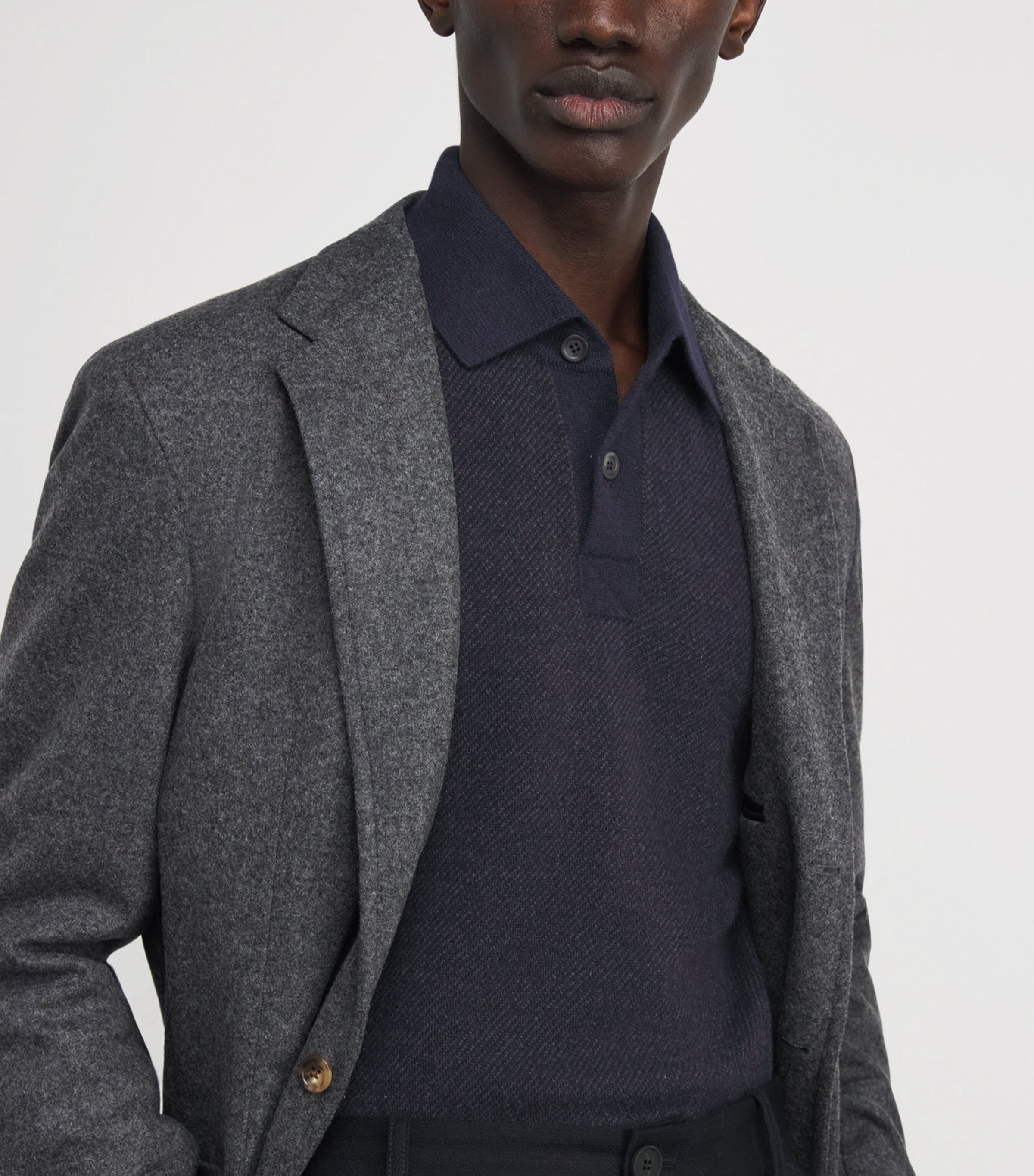 Cashmere Tweel Polo shirt Q25937 NAVY CHARC Image 6