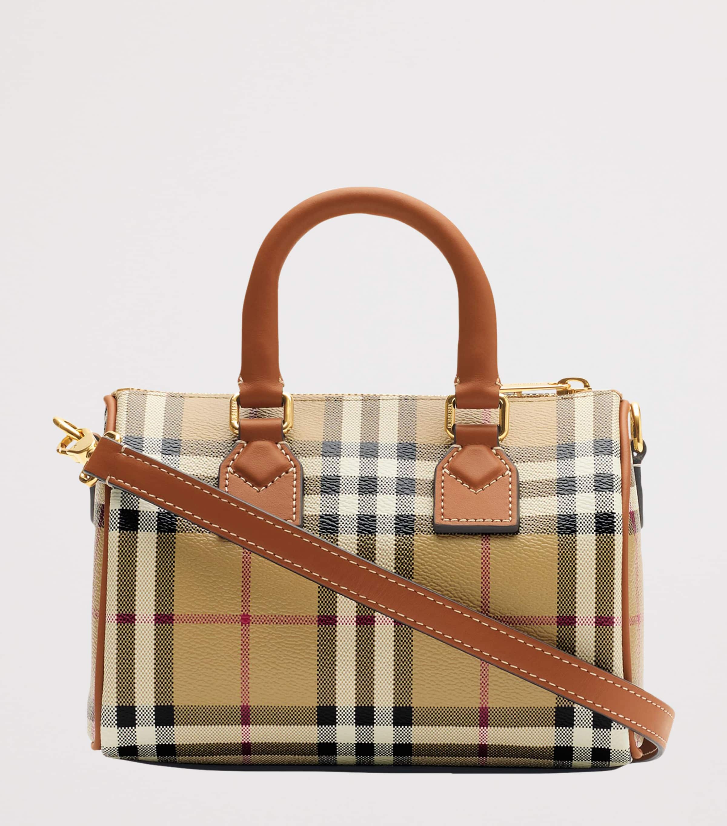 Burberry Mini Check Bowling Bag Vntg Chk/briar Brown Image 5