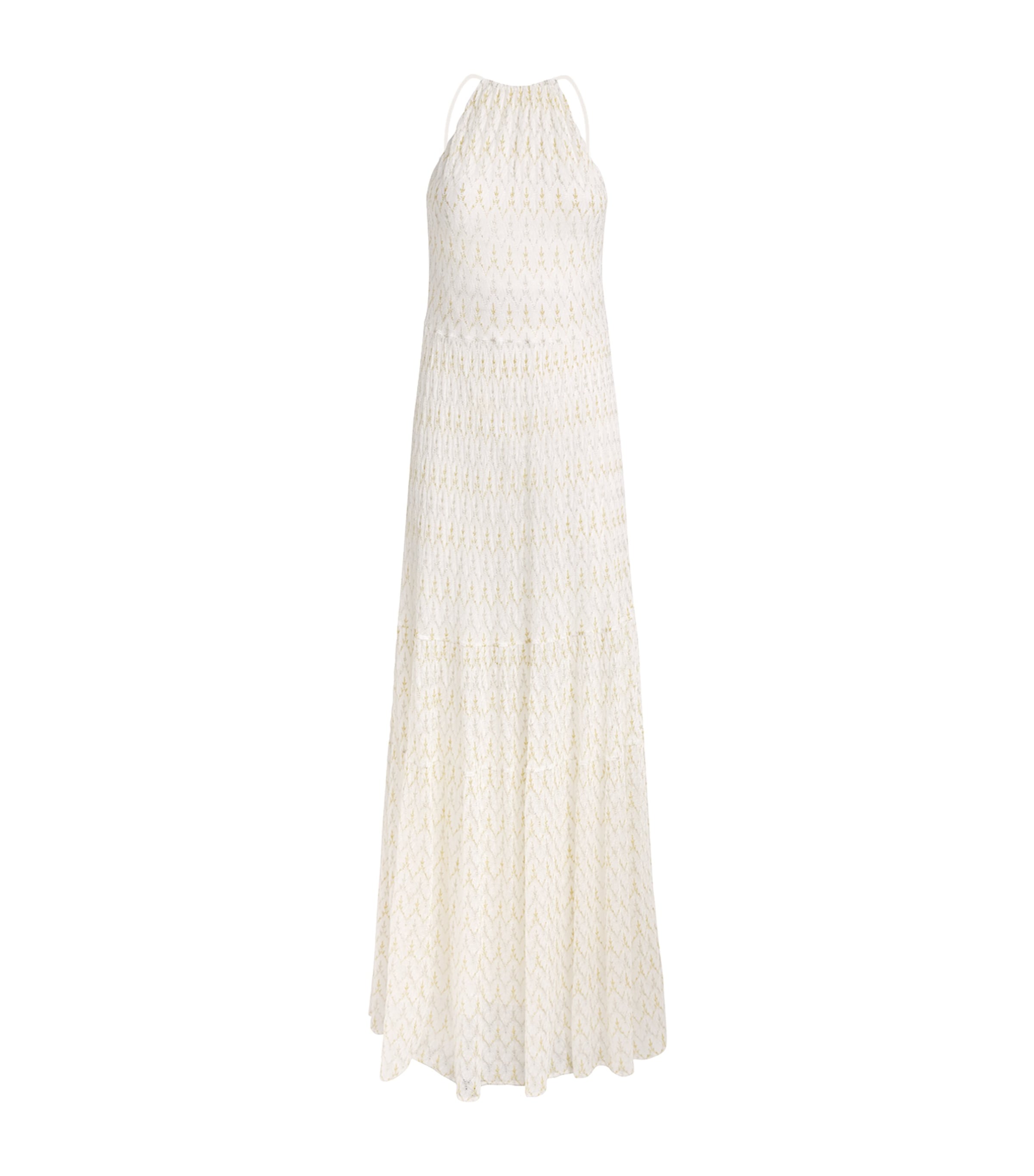 Missoni Womens Crochet Zigzag Maxi Dress White /gold Image 1