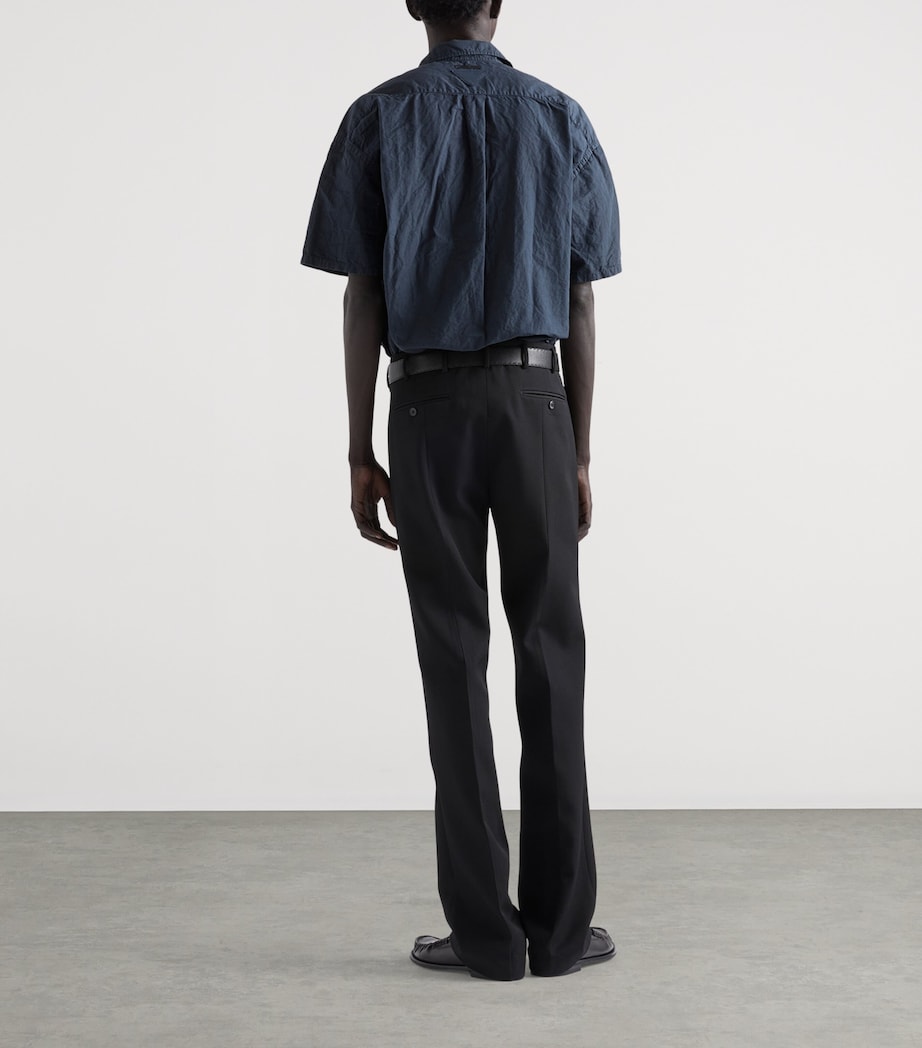Prada Mens Cotton-Blend Short-Sleeve Shirt Blue Image 5