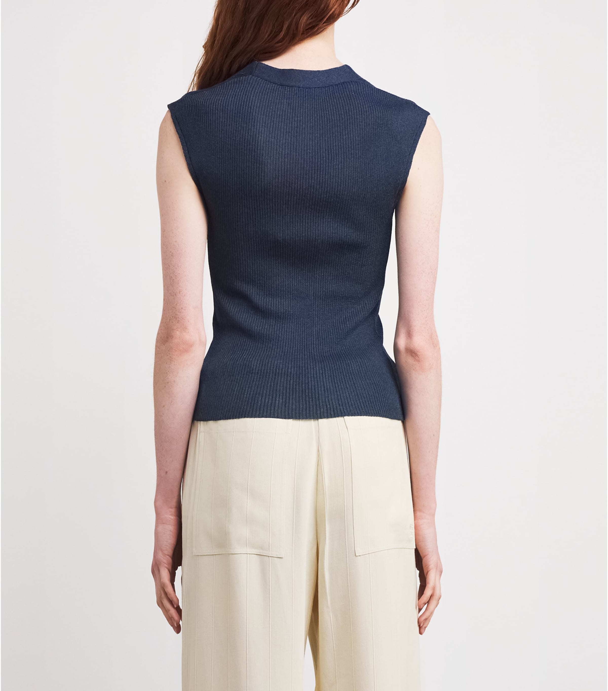 Knitted Cut-Out Top NAVY Image 4