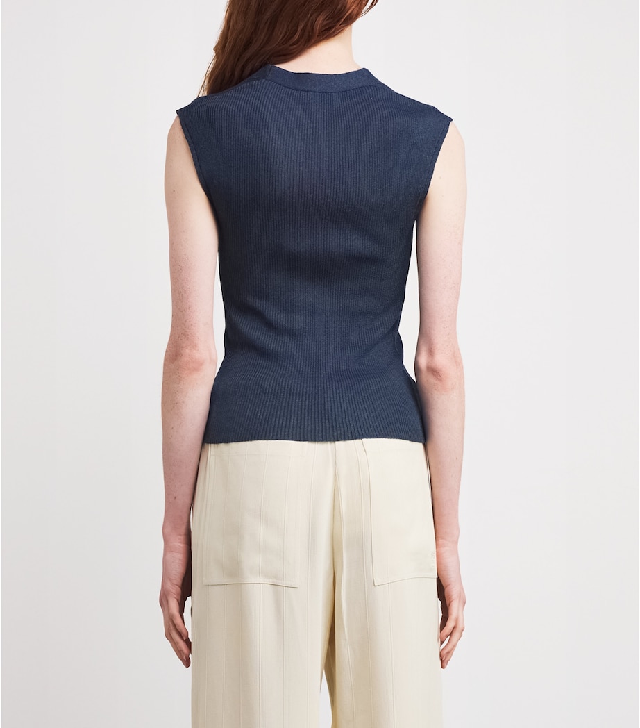 Knitted Cut-Out Top NAVY Image 4