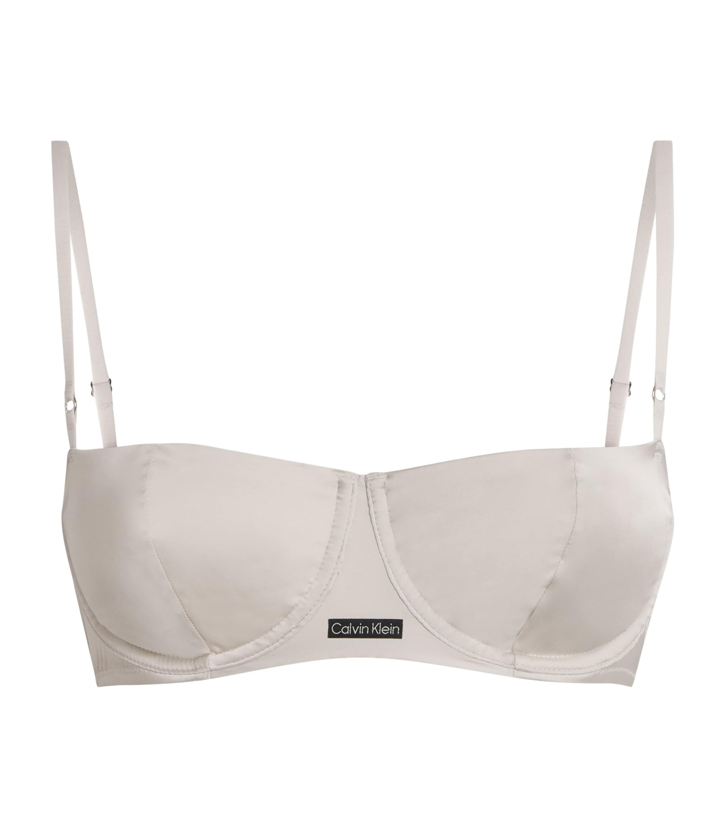 Calvin Klein Satin Signature Bra In Neutral