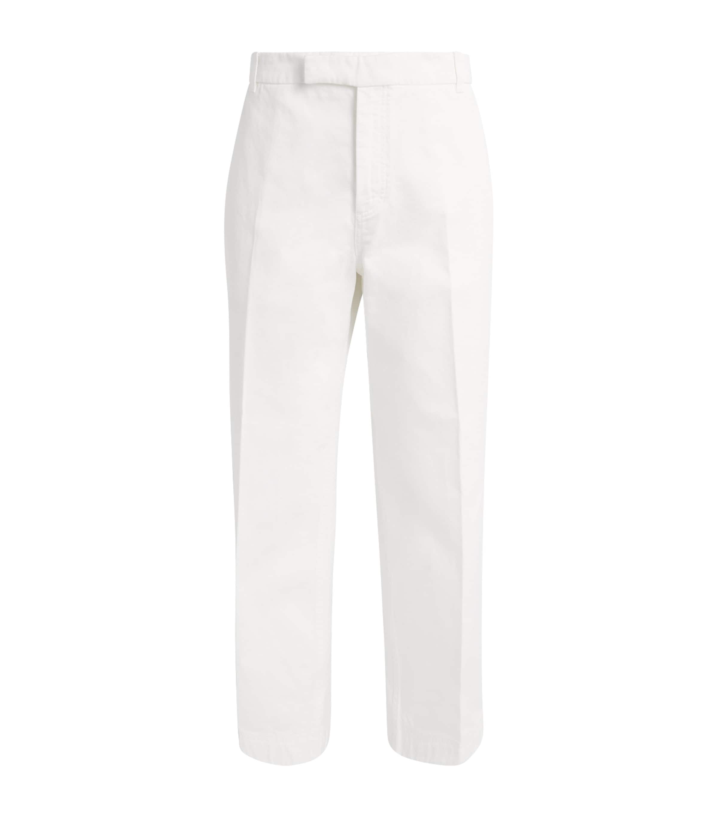 Thom Browne Cotton Trousers Straight Leg Back Pockets In White