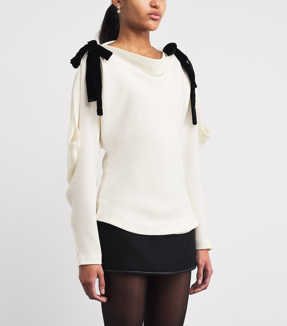 Shoulder-Tie Marlee Blouse IVORY MULTI Image 3