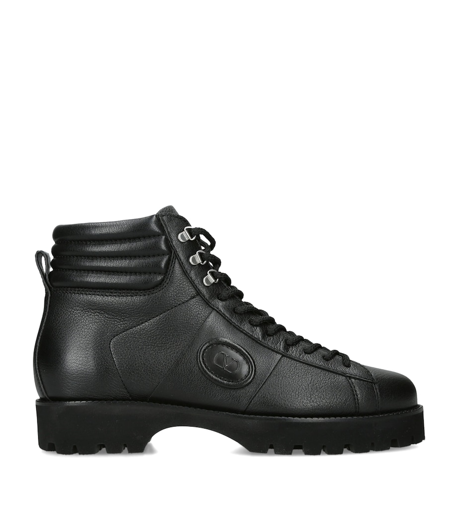 Valentino Garavani Leather Combat Boots Black Image 1