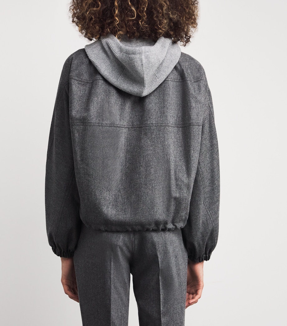 Wool-Blend Cropped Bomber Jacket 8132 ROCCIA Image 4