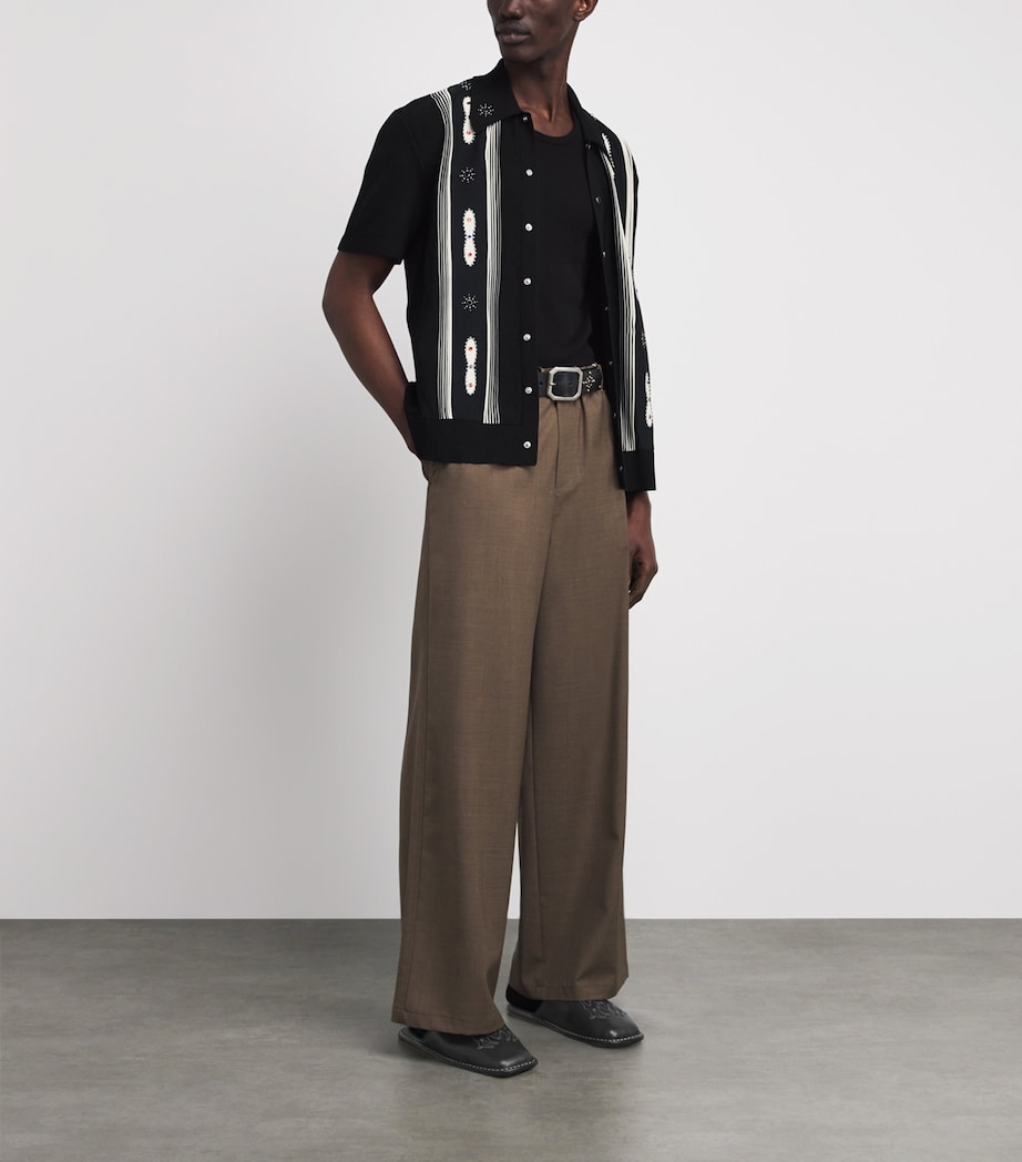 Leather MA Logo Slippers BLACK Image 4