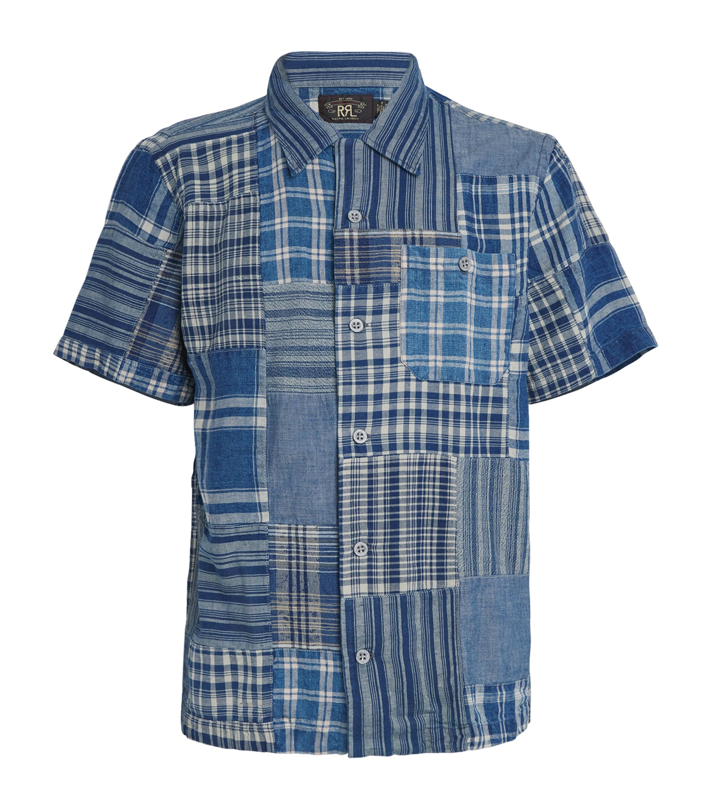Polo Ralph Lauren Mens Cotton-Linen Patchwork Shirt Indigo Image 1