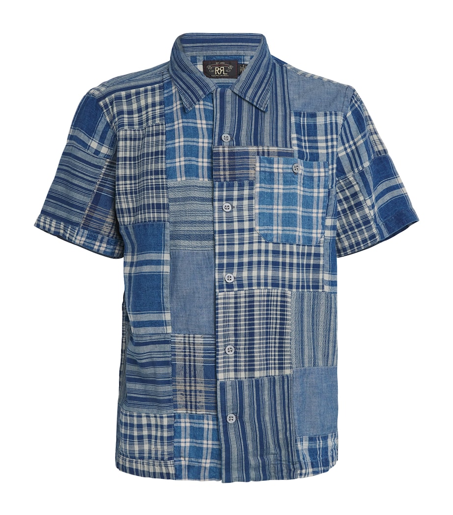 Polo Ralph Lauren Mens Cotton-Linen Patchwork Shirt Indigo Image 1