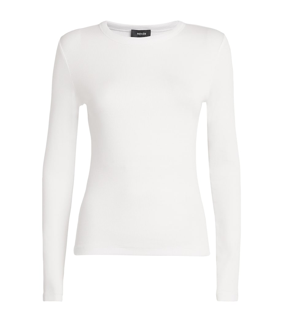 Cotton-Blend Long-Sleeve T-Shirt BRIGHT WHITE Image 1