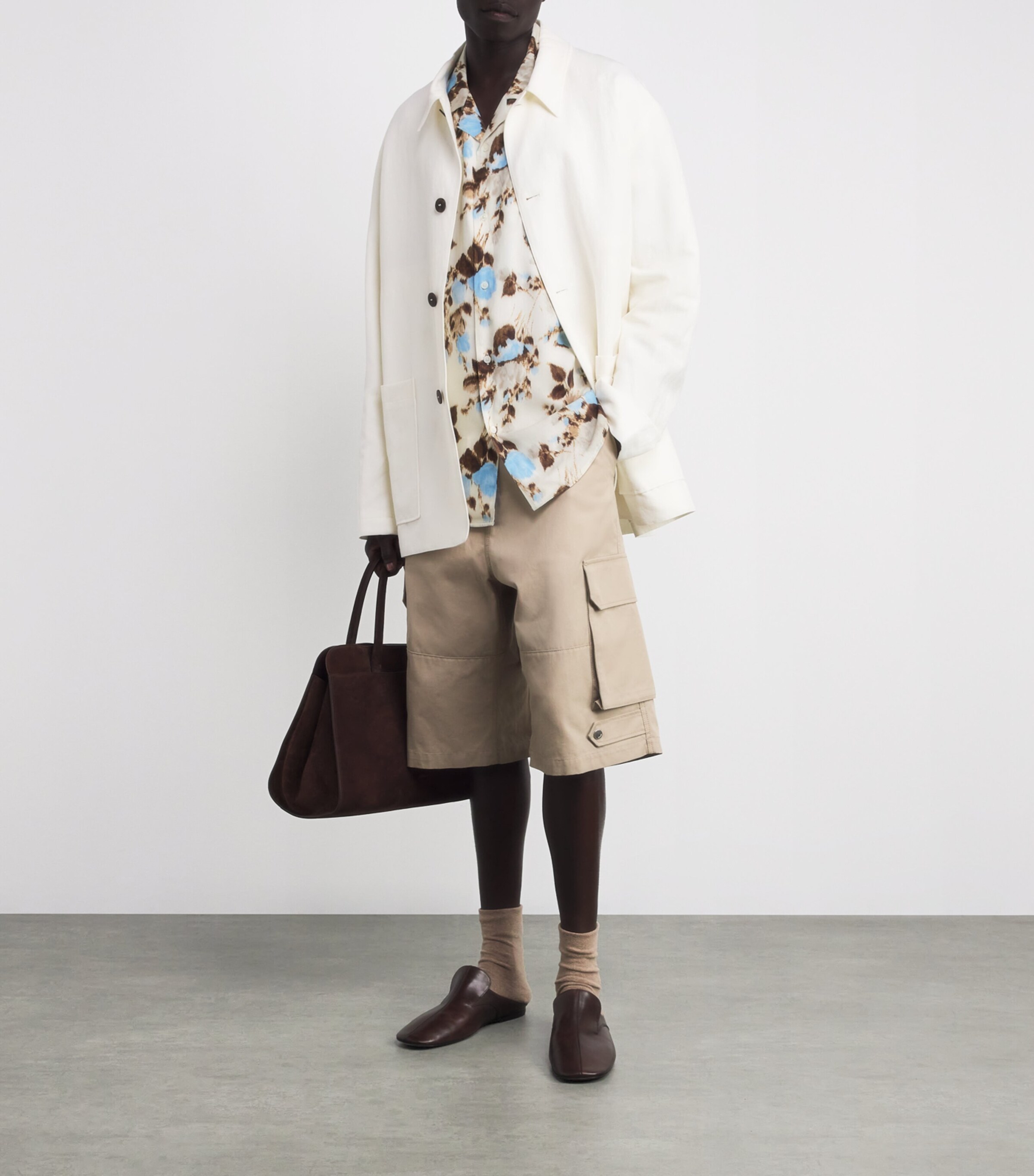 AMI Paris Mens Floral Short-Sleeve Shirt Ciel/ivoire Image 2