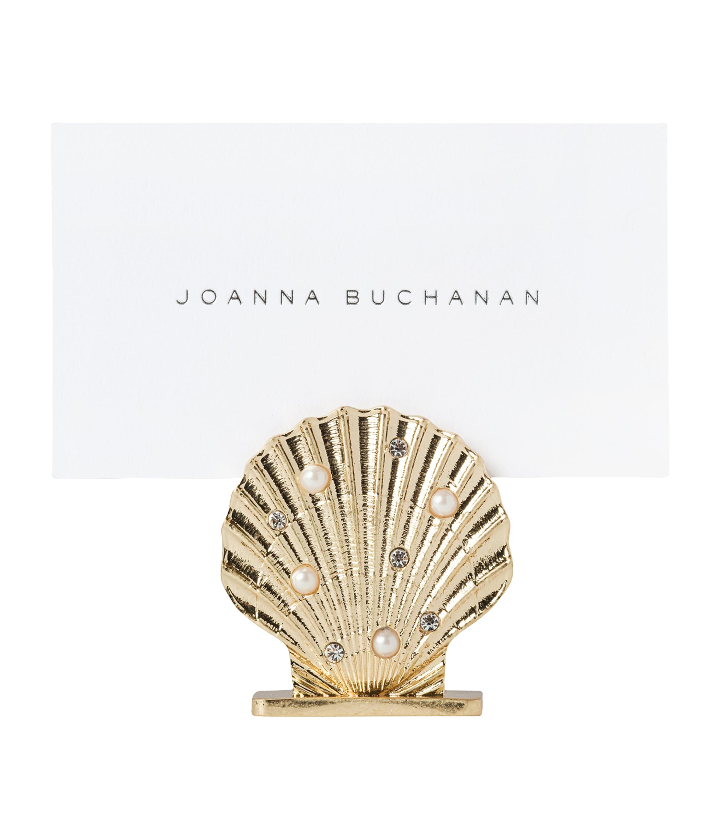 Set of 4 Embellished Shell Place Holders GOLD Image 2