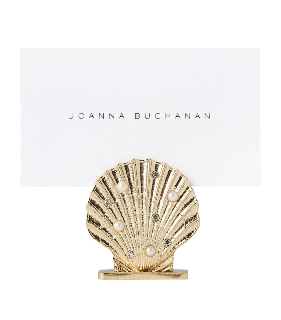 Set of 4 Embellished Shell Place Holders GOLD Image 2