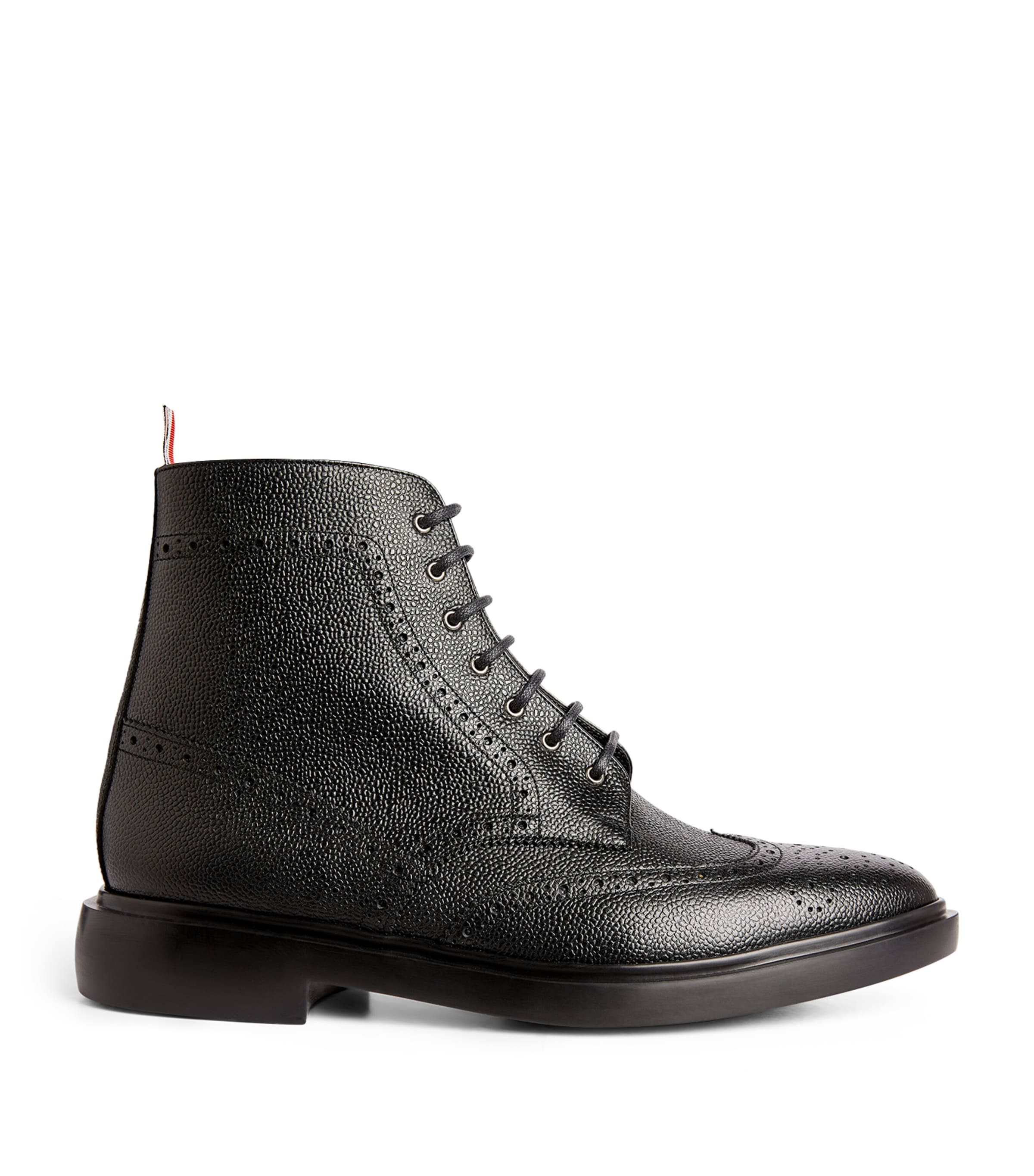 Shop Thom Browne Leather Lace-up Boots In Black