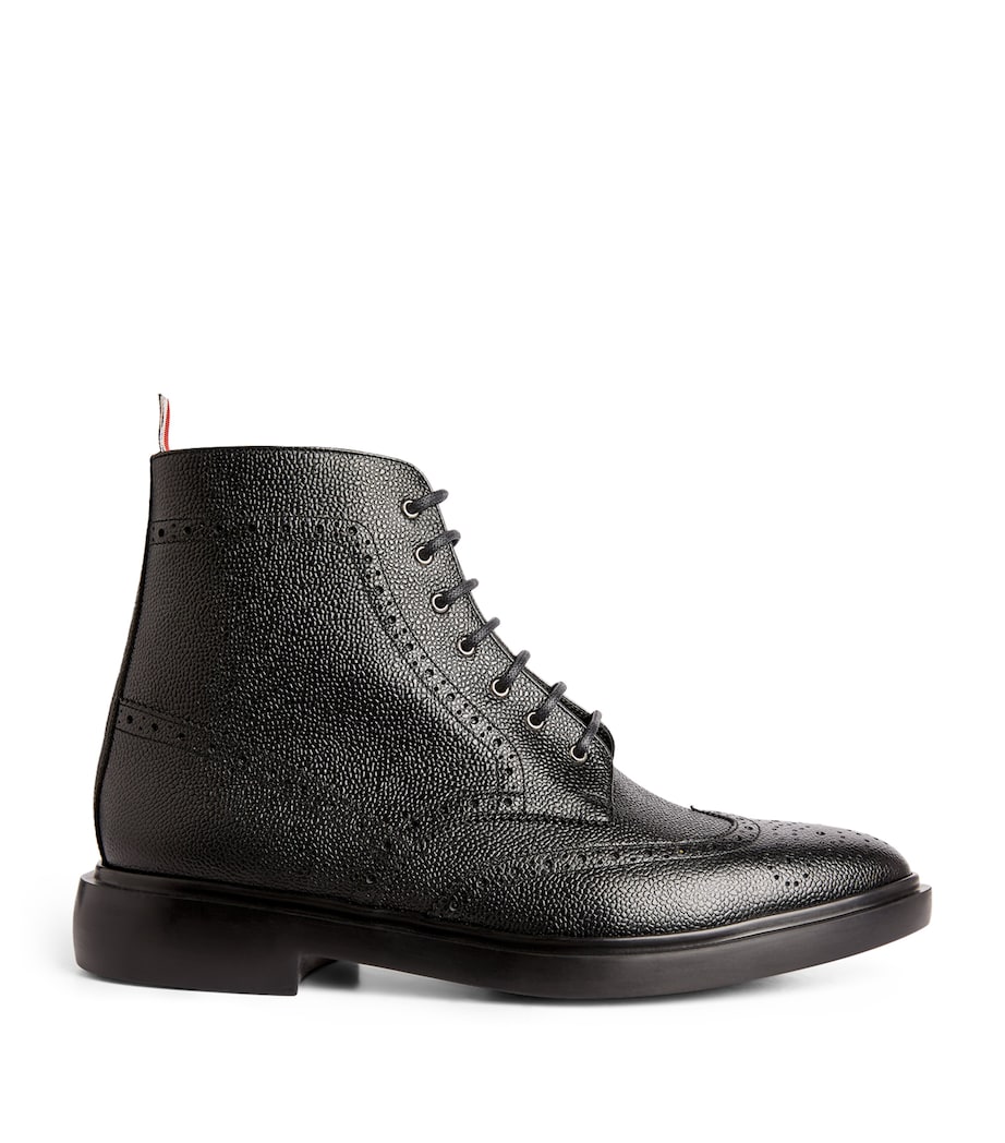 Leather Lace-Up Boots BLACK Image 1