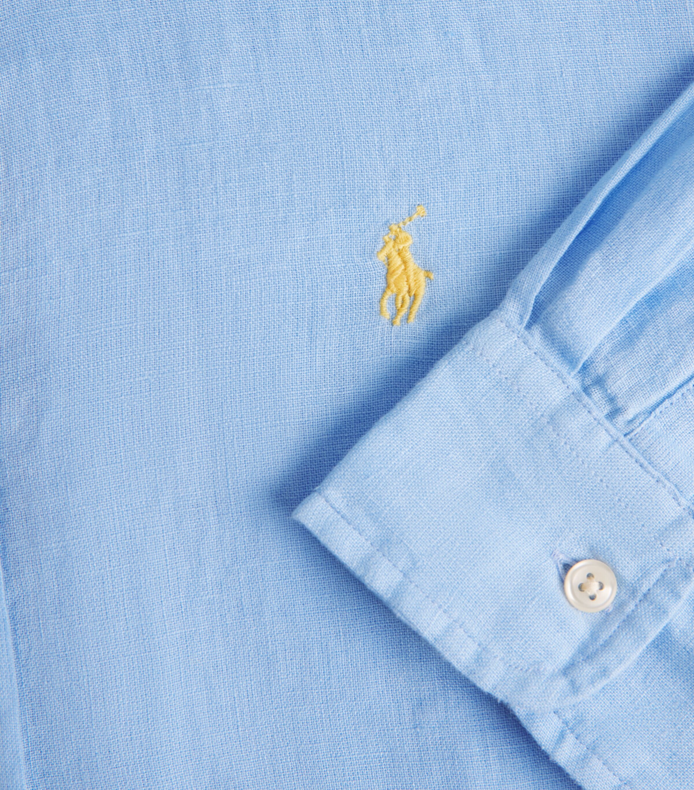 Polo Ralph Lauren Mens Linen Custom-Fit Shirt Austin Blue Image 6