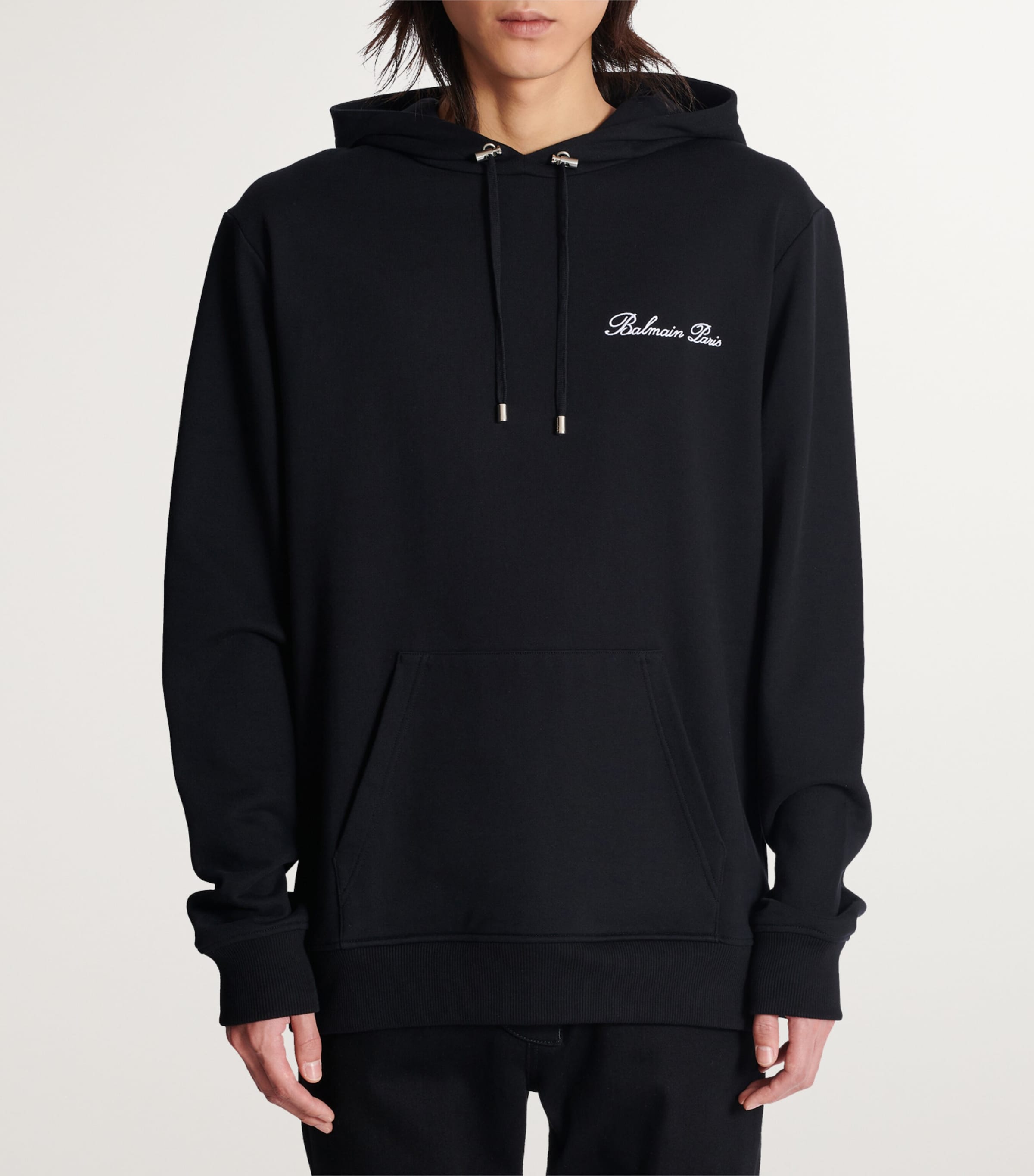 Cotton Signature Logo Hoodie EAB NOIR/BLANC Image 2