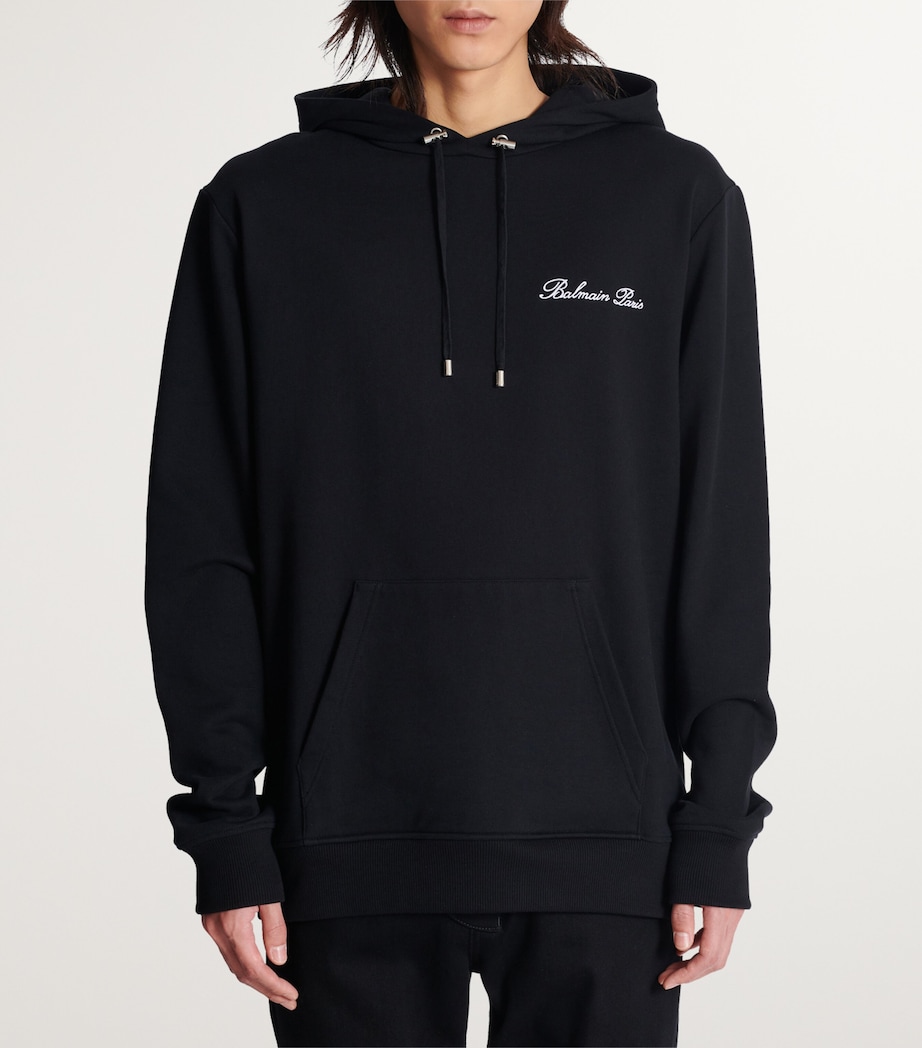 Cotton Signature Logo Hoodie EAB NOIR/BLANC Image 2