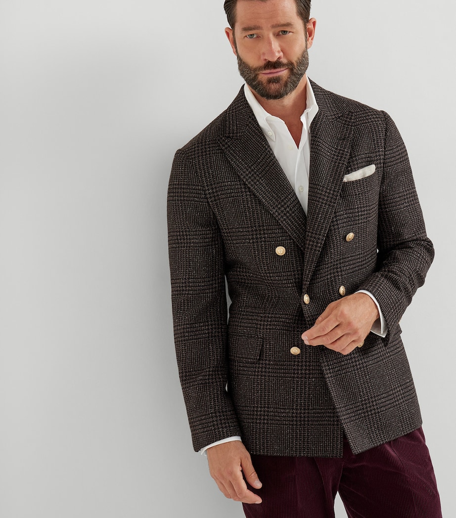 Wool-Alpaca-Silk Prince-of-Wales Blazer C040 Image 2