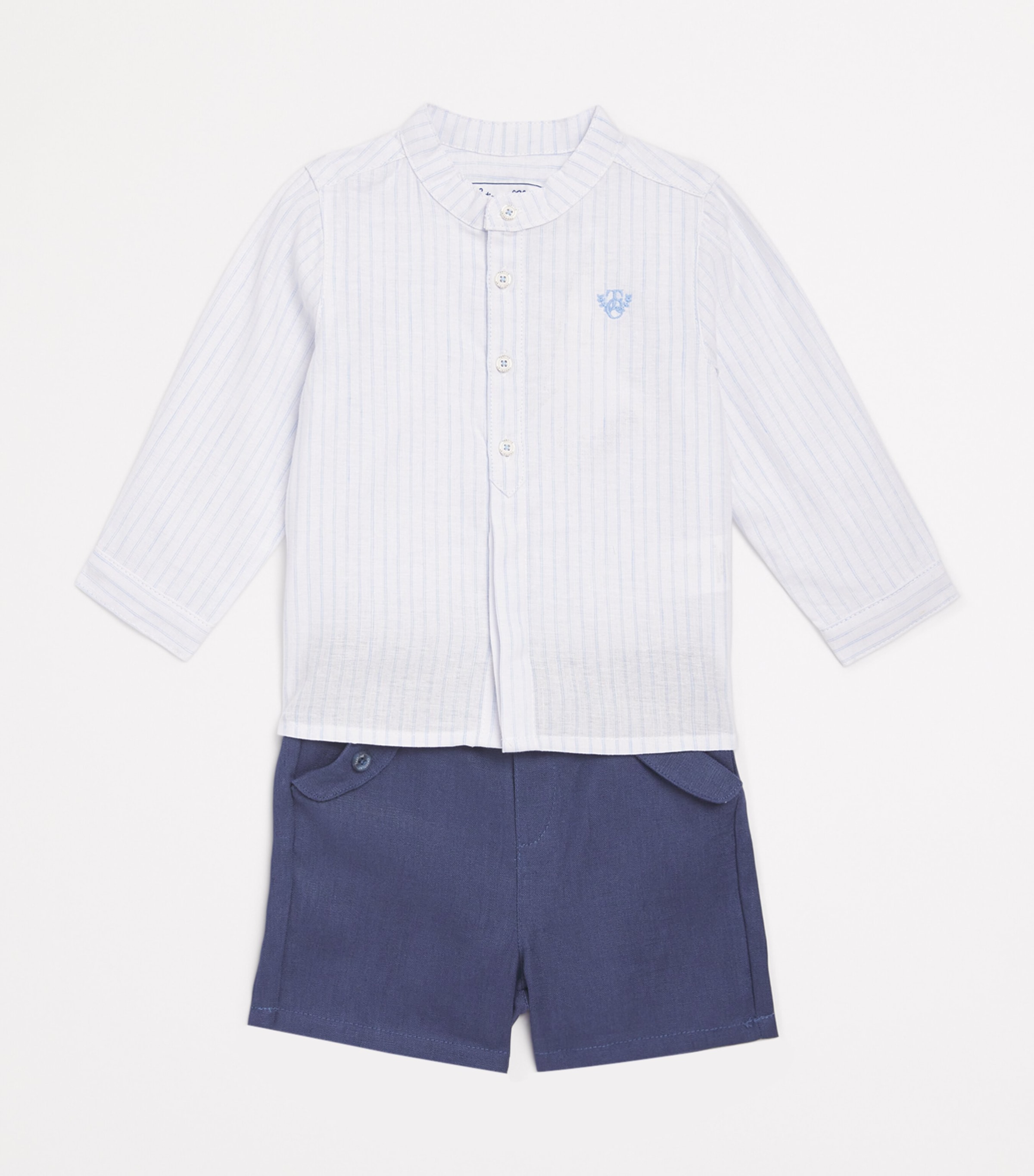 Tartine et Chocolat Linen Shorts (3 Months-4 Years) Marine Image 3